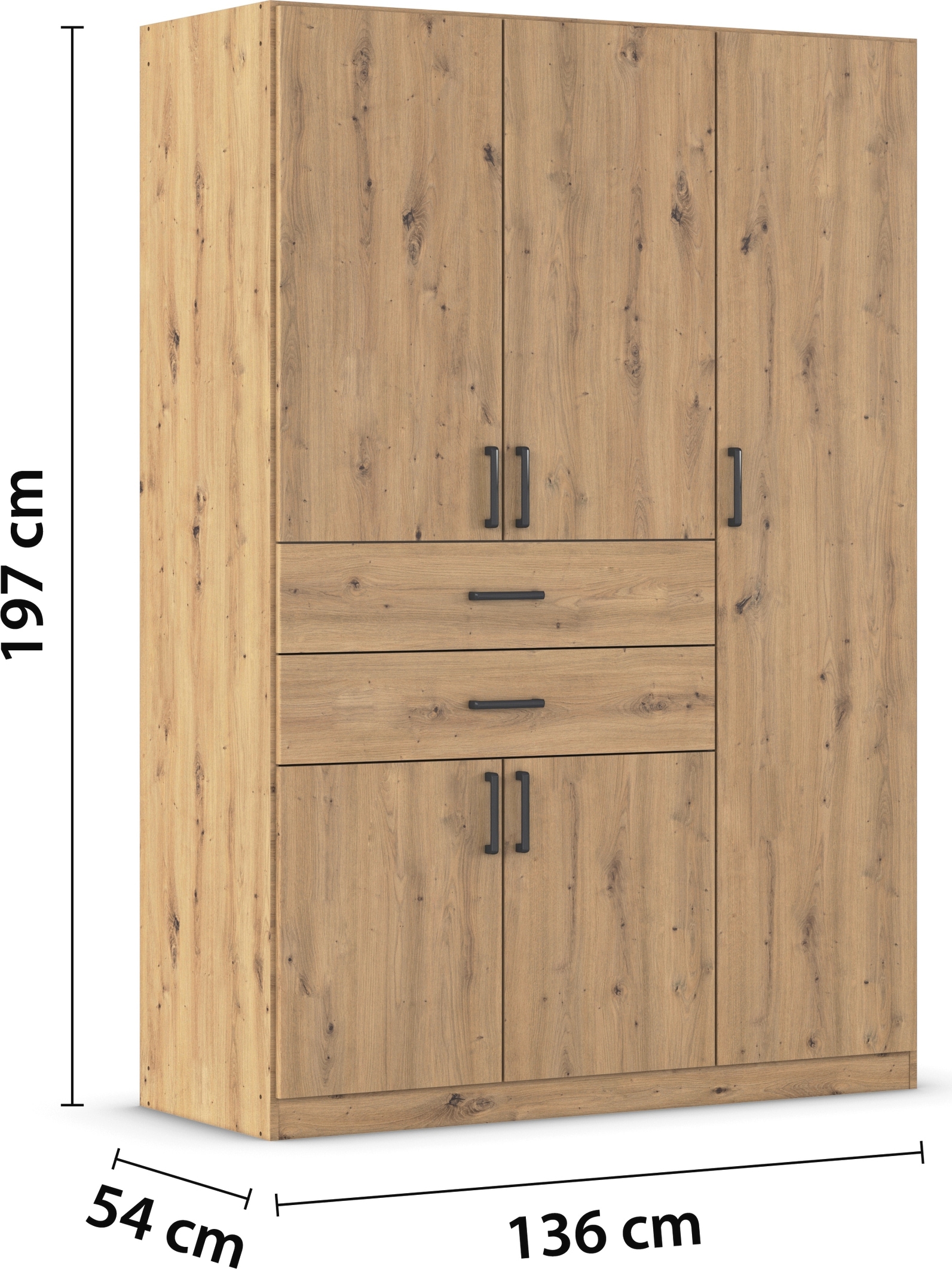 rauch Drehtürenschrank »Kleiderschrank Schrank Garderobe MAIKA mit Dekor-Front«, 2 Schubladen, in verschiedenen Breiten, Höhen, Farben, MADE IN GERMANY