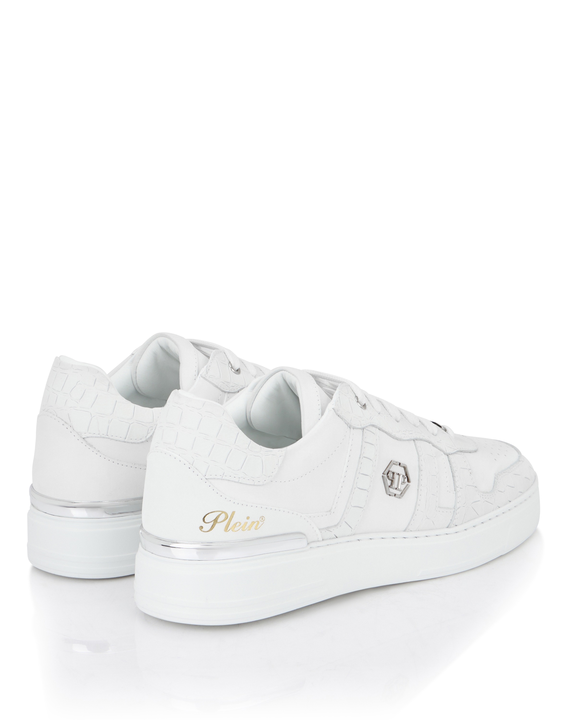 Sneaker PHILIPP PLEIN "Cocco Crocco Geprägt", Damen, Gr. 45, Normalschaft, 01, weiß, Schuhe Sneaker 3