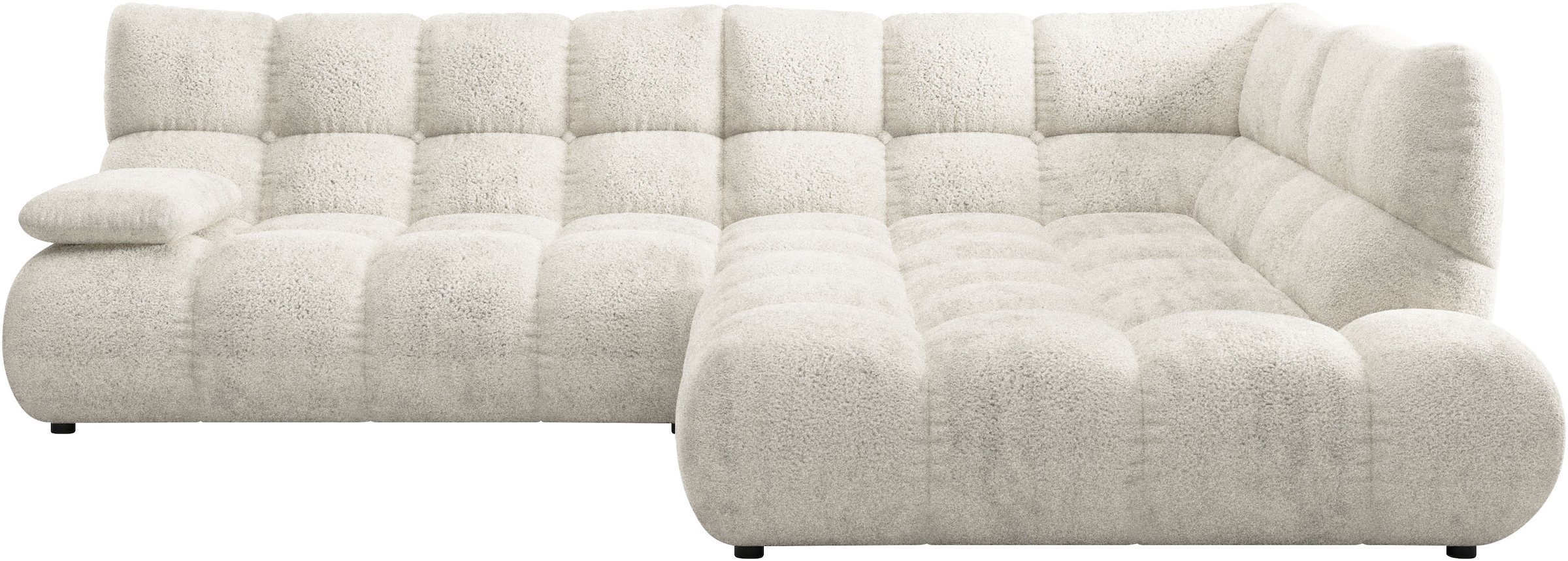 Home affaire Ecksofa "Cozy Bubble, mit klappbarer Armlehne, Breite 289 cm" mit eleganter Steppung, Rundumbezug & weicher Polsterung