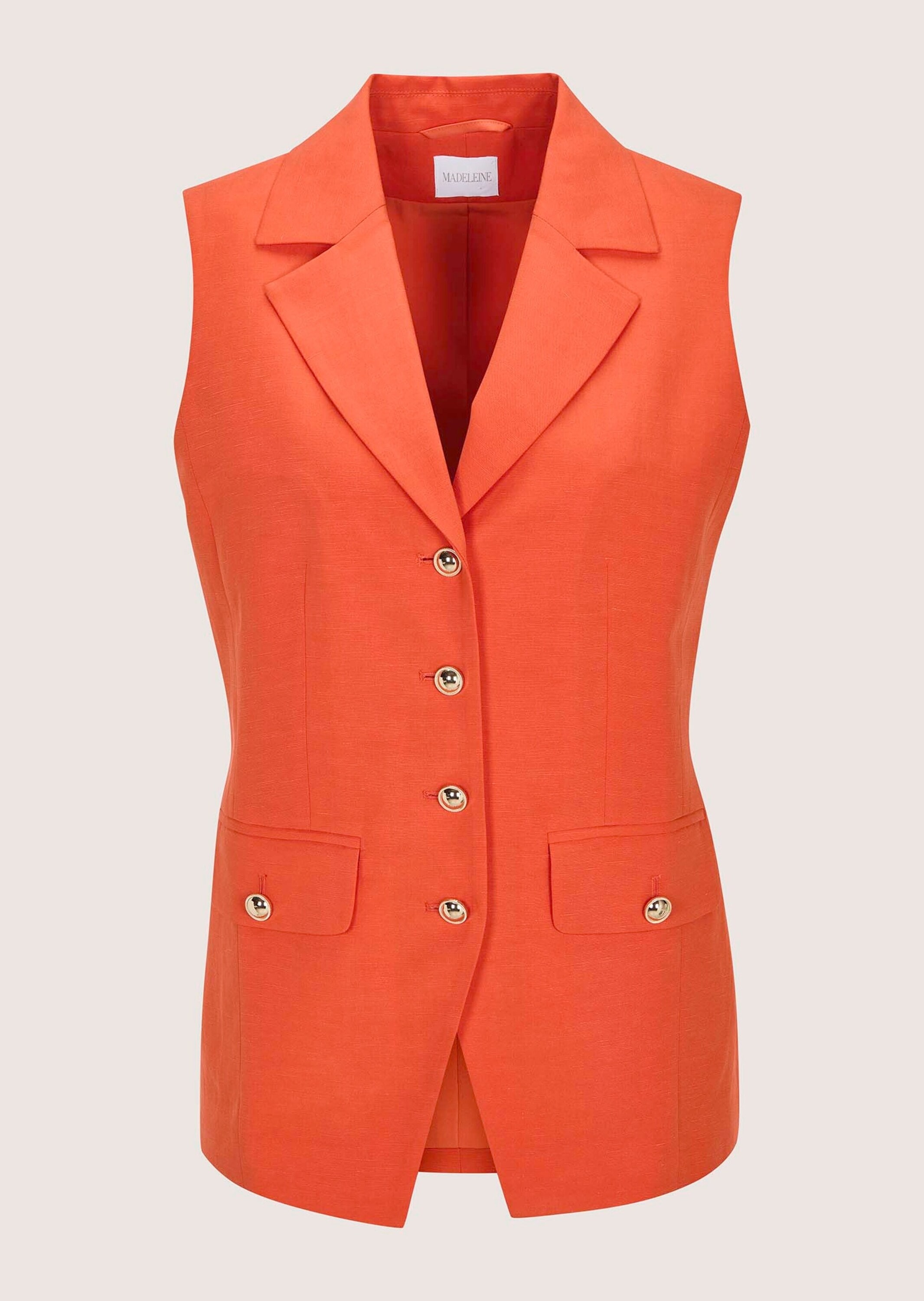 MADELEINE Kurzweste "Weste Elegante Anzug-Weste Damen, Reverskragen" Goldfa günstig online kaufen