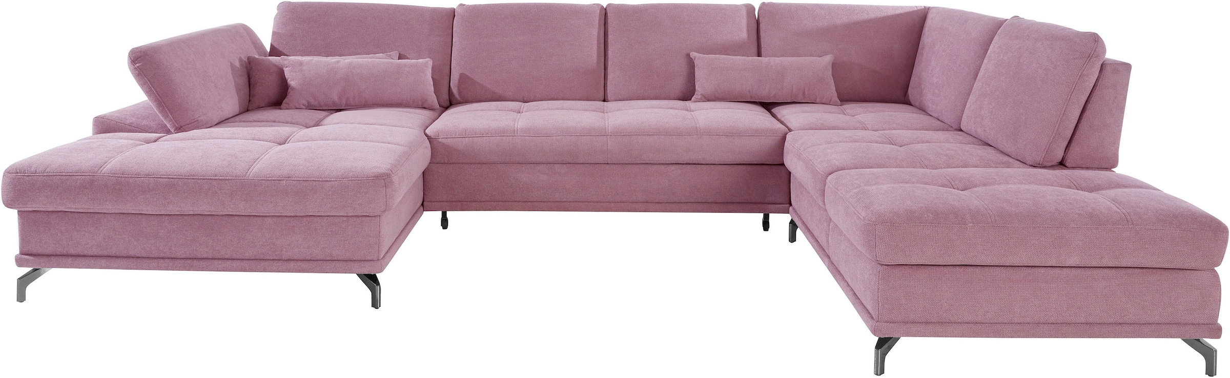 Places of Style Wohnlandschaft »Costello U-Form, mit Sitztiefenverstellung, Armteilverstellung und«, 3 Nierenkissen, optional Bettfunktion und Bettkasten