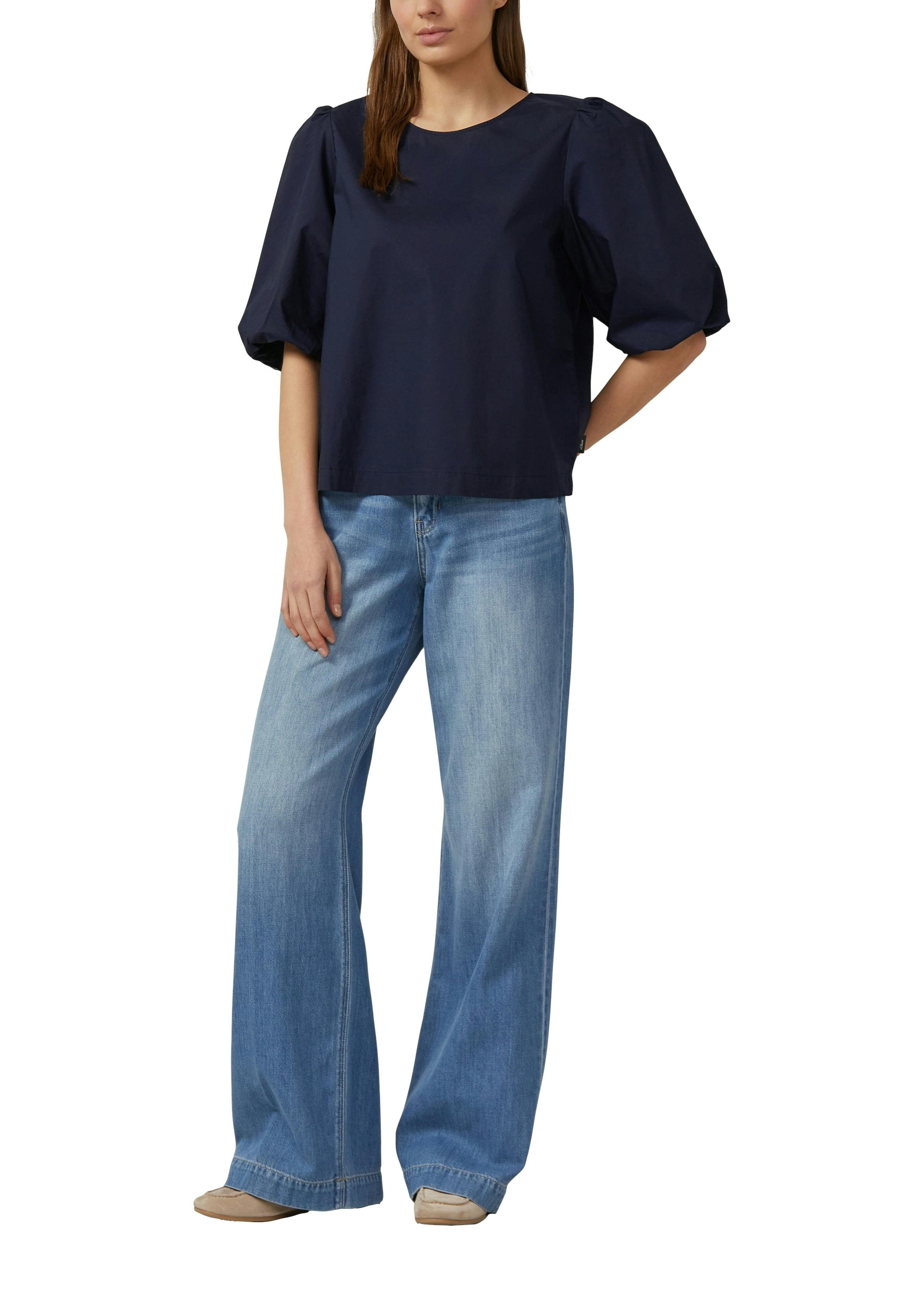 s.Oliver Schlupfbluse mit weitem Hallbarm und Knopfvershcluss