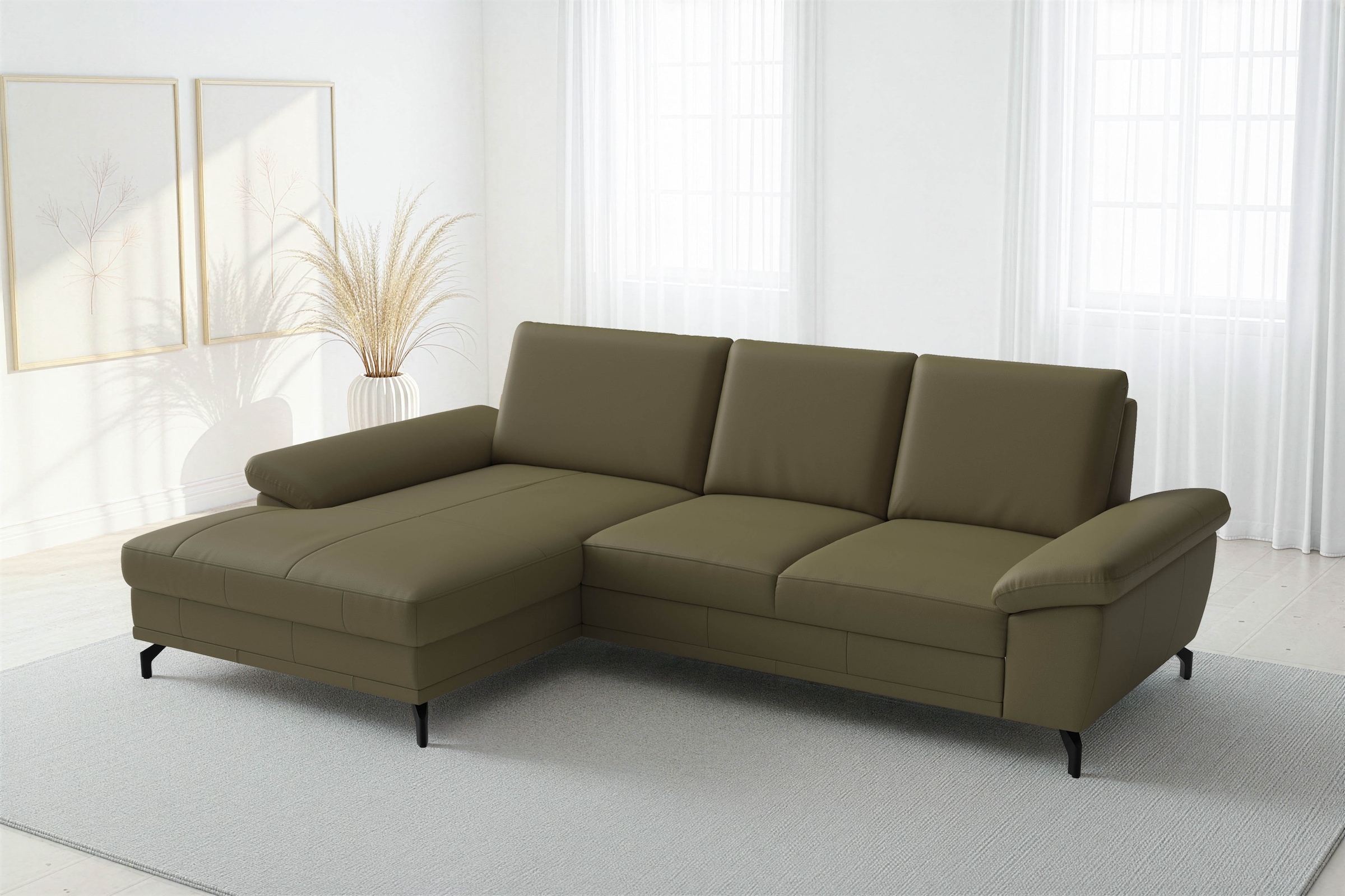 sit&more Ecksofa "Chelsea L-Form, B: 264 cm, Leder, inkl. Sitztiefen-&Armteilverstellung" optional mit Schlaffunktion und Bettkasten