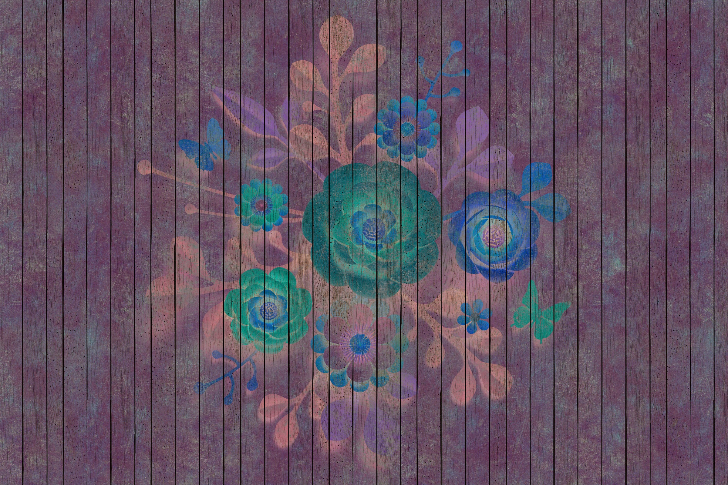 A.S. Création Leinwandbild »spray bouquet«, Blumen, (1 St.), Keilrahmen Bild Holz Blumen Floral Grafitti