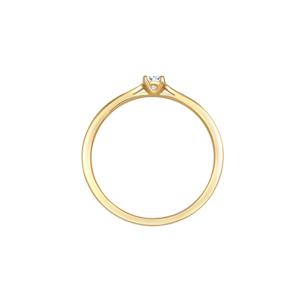 Elli DIAMONDS Verlobungsring »Prinzessschliff Diamant (0.1 ct) 585 Gelbgold«