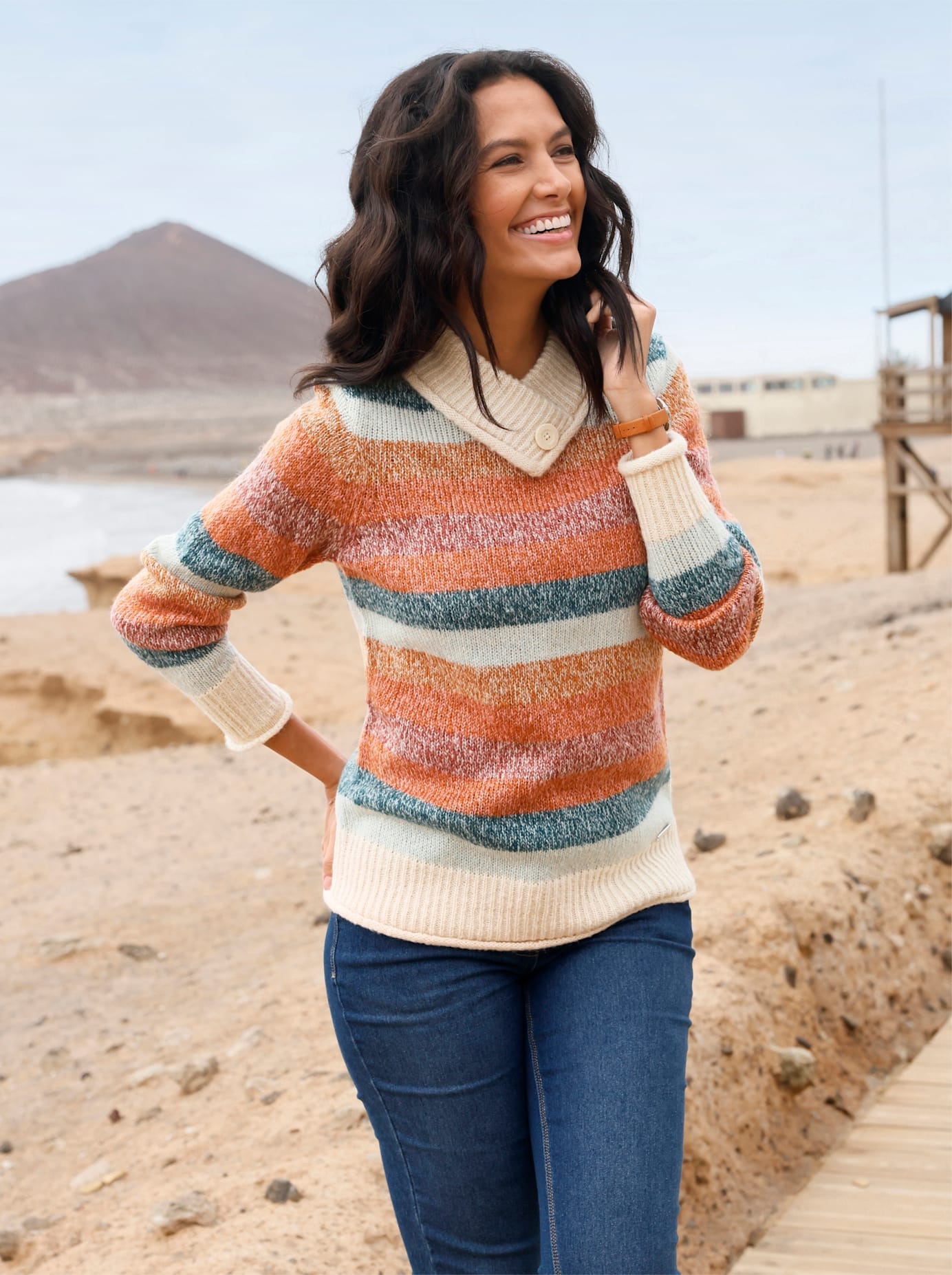 Casual Looks V-Ausschnitt-Pullover "Stehkragen-Pullover"