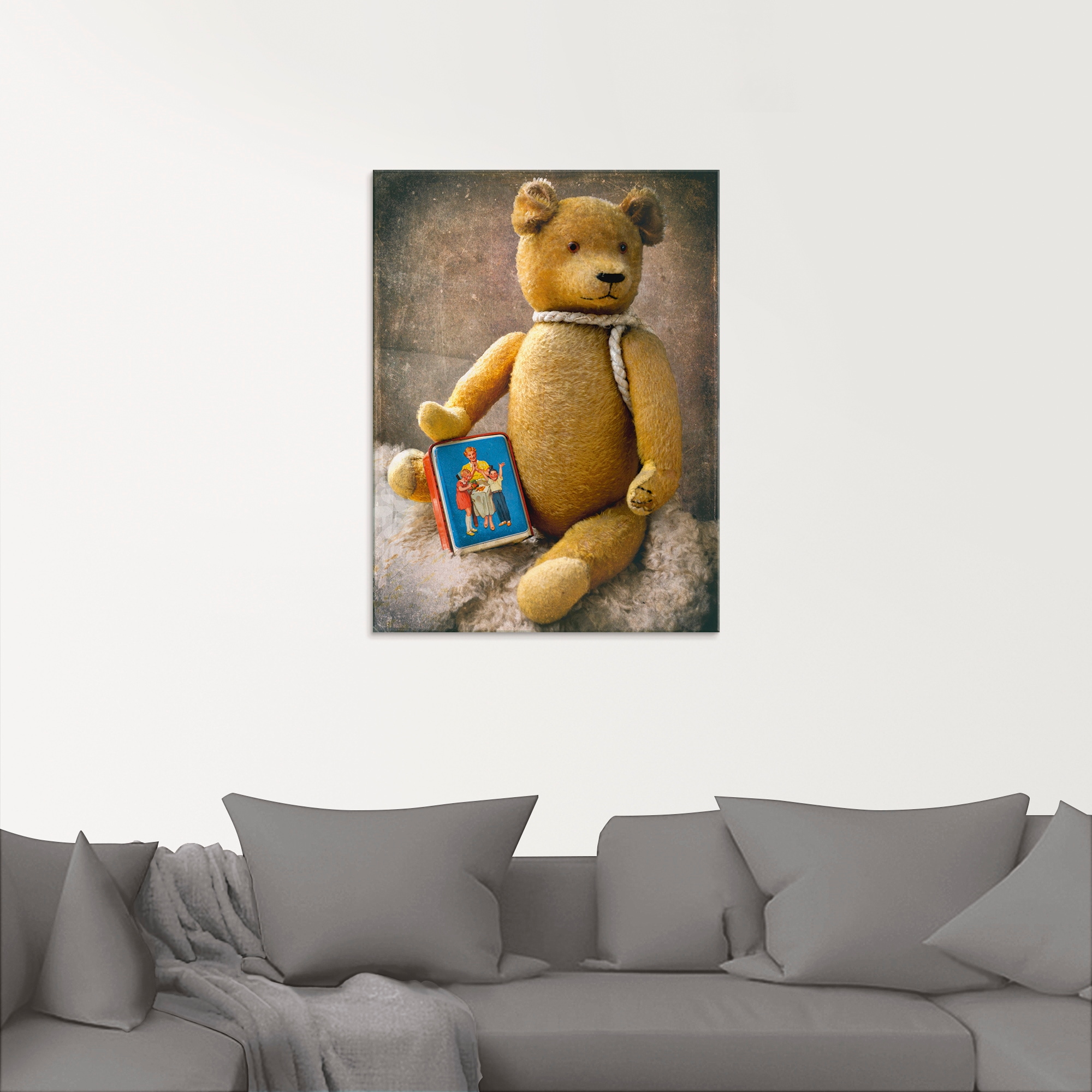Artland Glasbild »Teddybär mit Sparbüchse«, Spielzeuge, (1 St.), in verschiedenen Größen