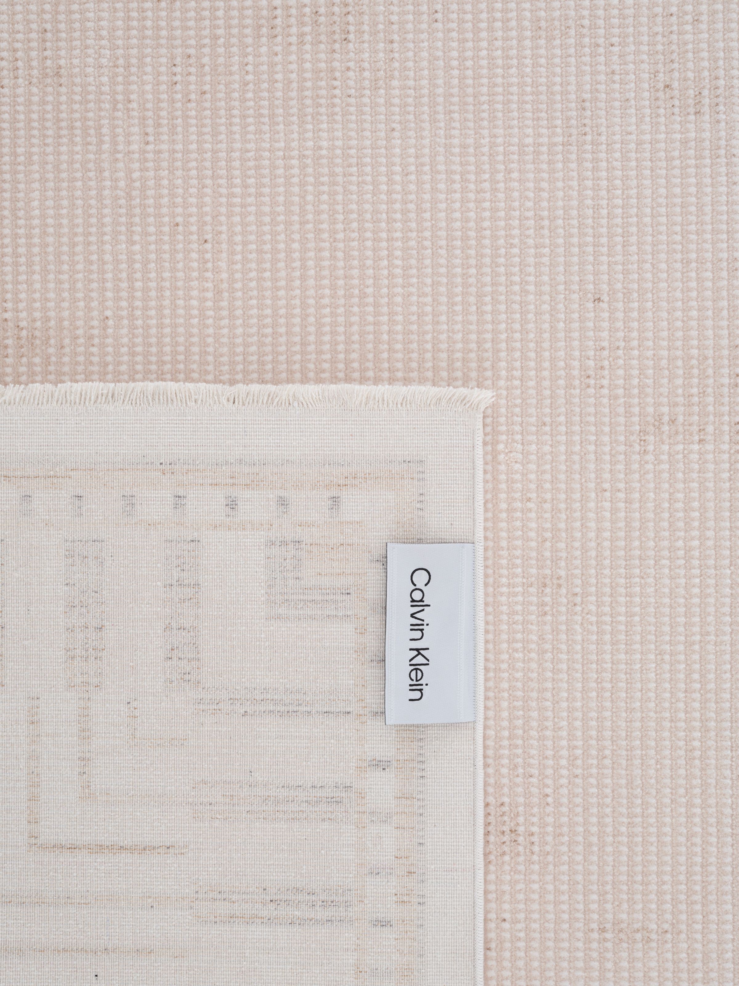 Calvin Klein home Teppich »Luster, mit Fransen, Designerteppich« rechteckig 6 mm Höhe Rahmen, Muster, meliert, Wohnzimmer, Schlafzimmer, Esszimmer