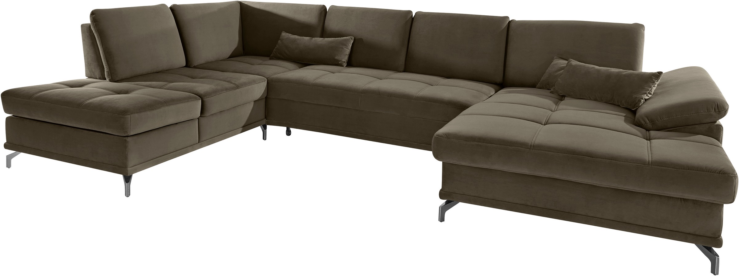 Places of Style Wohnlandschaft »Costello U-Form, mit Sitztiefenverstellung, Armteilverstellung und«, 3 Nierenkissen, optional Bettfunktion und Bettkasten