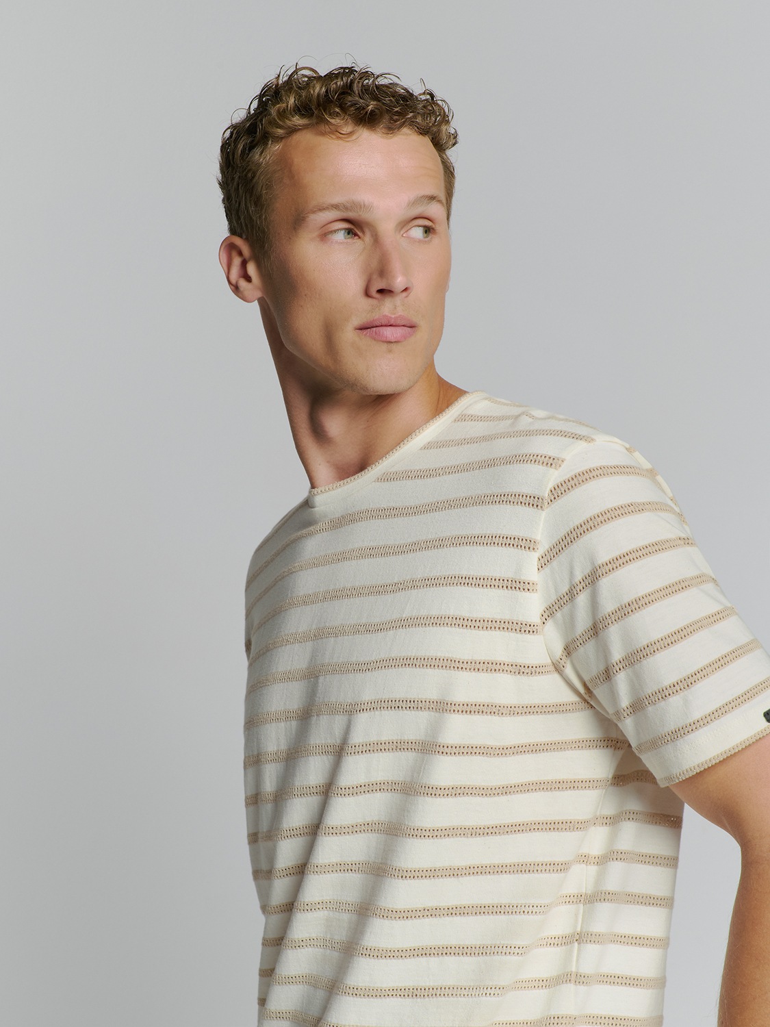T-Shirt NO EXCESS "No Excess Crewneck T-Shirt", Herren, Gr. XL, beige (ecru), 100% baumwolle, Shirts T-Shirt 3