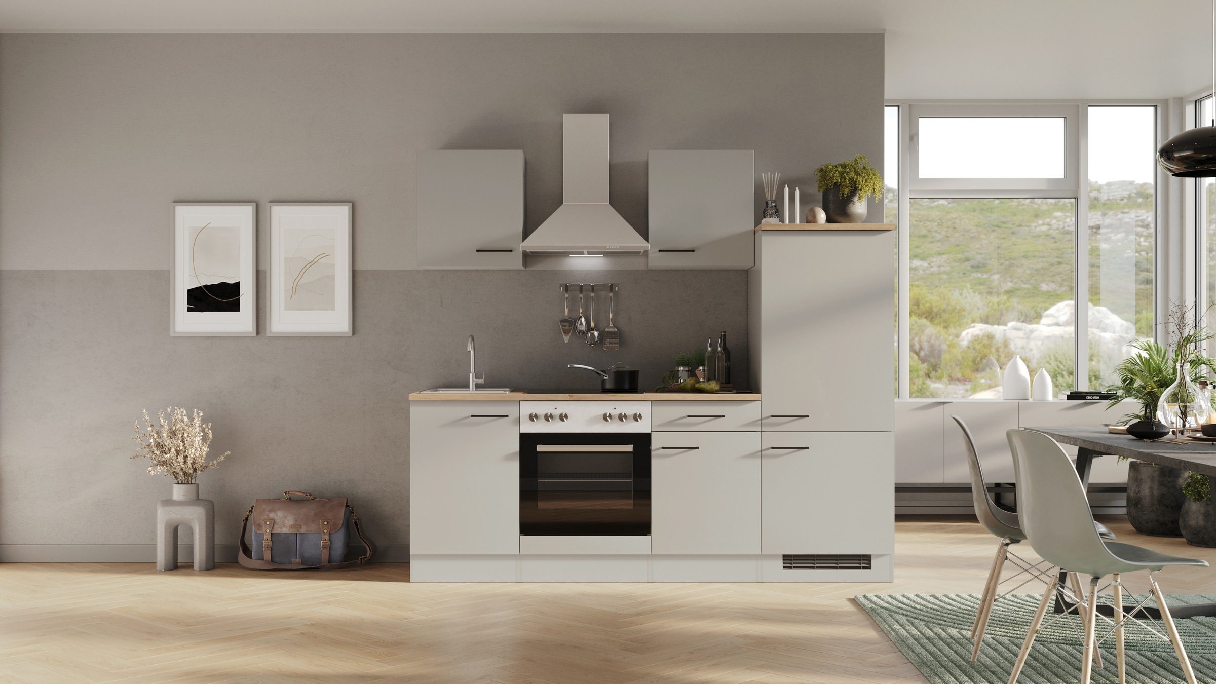 Flex-Well Küchenzeile "Lund" wahlweise mit E-Geräten, Breite 220 cm, glänze günstig online kaufen