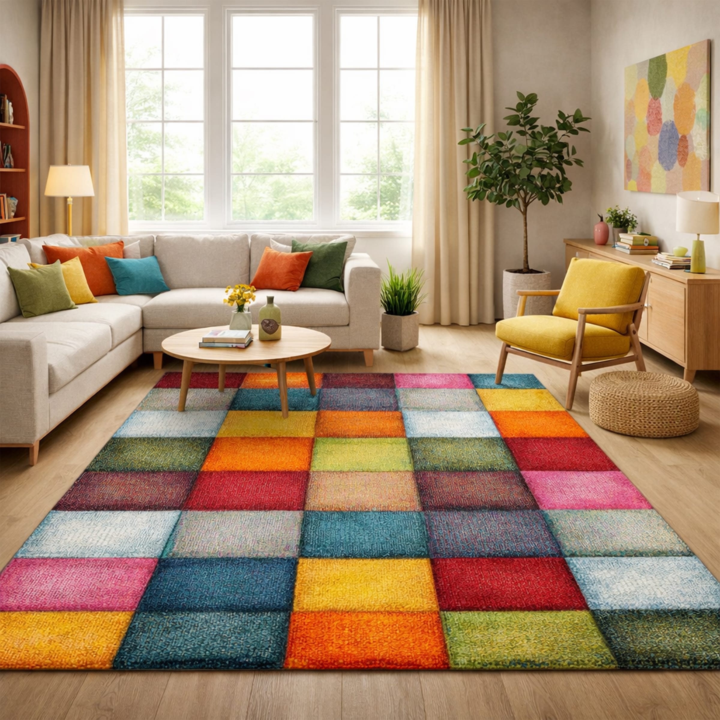 OTTO home Teppich "Bond" rechteckig 11 mm Höhe Kurzflor,3D-Design, mit Karo Muster, auch als Läufer erhältlich
