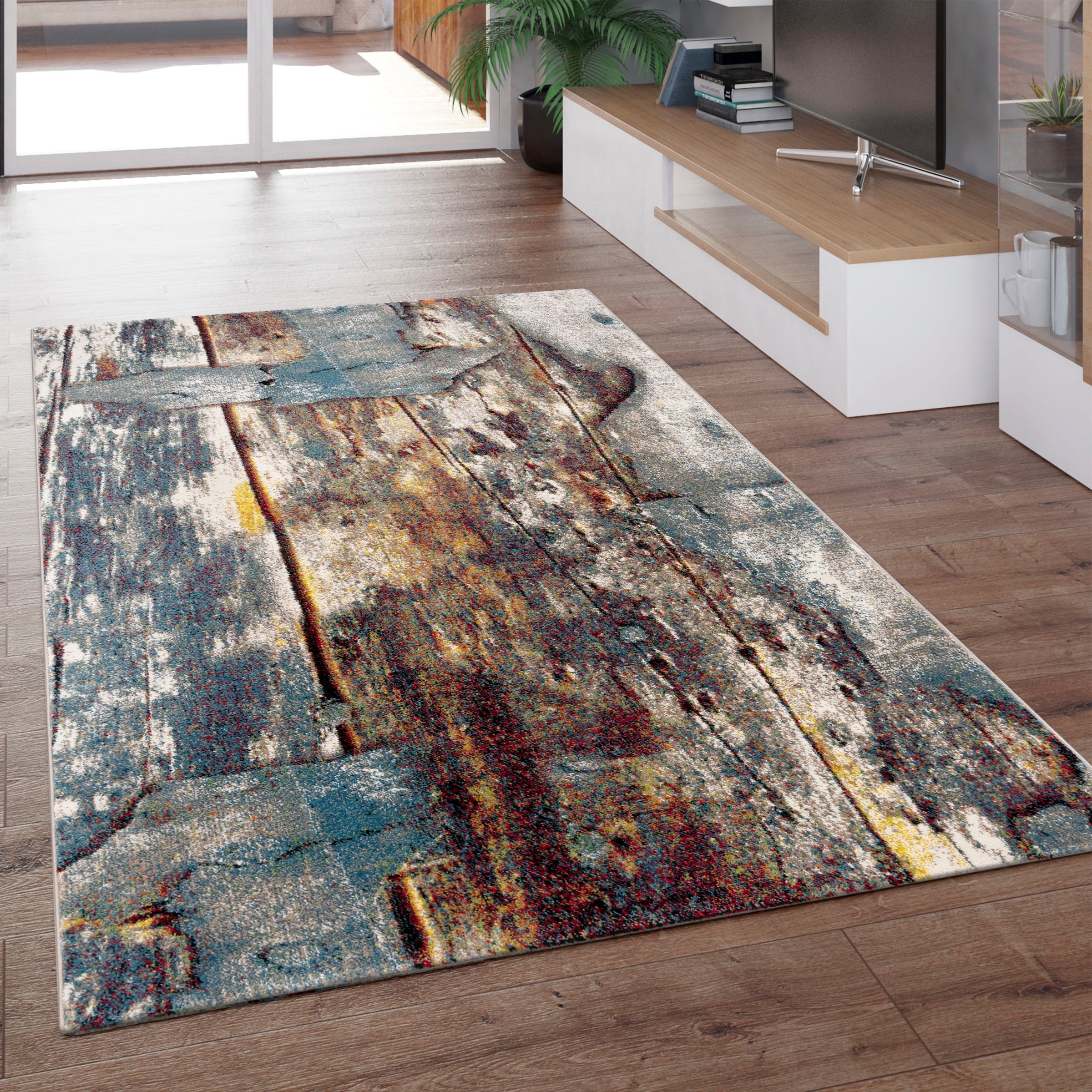 Paco Home Teppich »Natura BAUR kunstvollem Holzplatten mit Kurzflor rechteckig, 850«, | Design