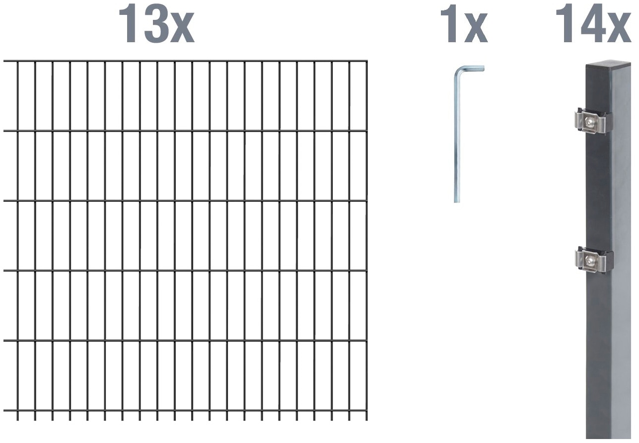 Alberts Doppelstabmattenzaun "Grundset", Höhe: 80-160 cm, Gesamtlänge: 4-30 m, zum Einbetonieren