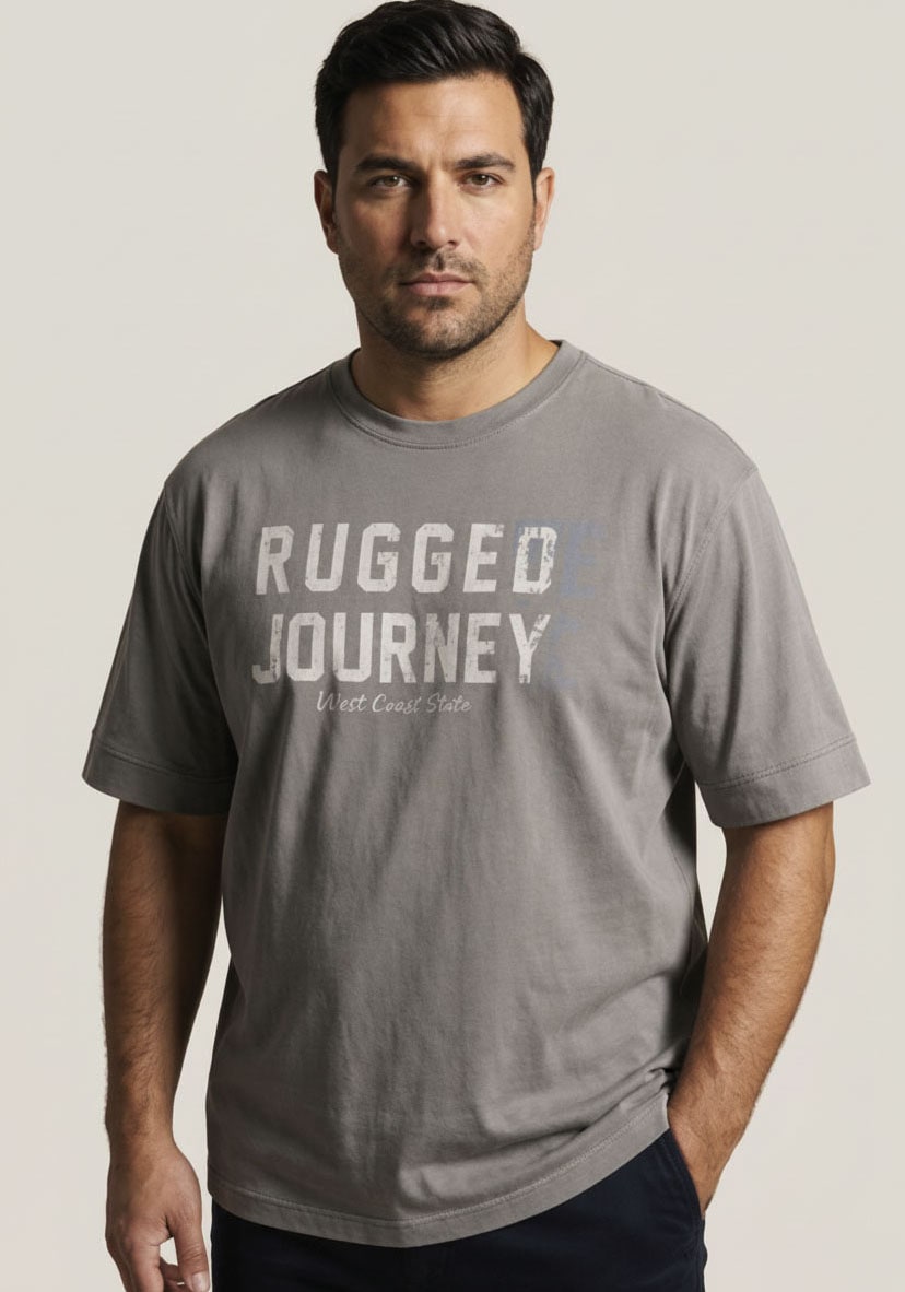 Mans World Plus Rundhalsshirt "auch in Grosse Größen bis Gr. 7XL Ärmel-Fit" Regular Fit, Kurzarm, mit Print, bedruckt, aus Single Jersey