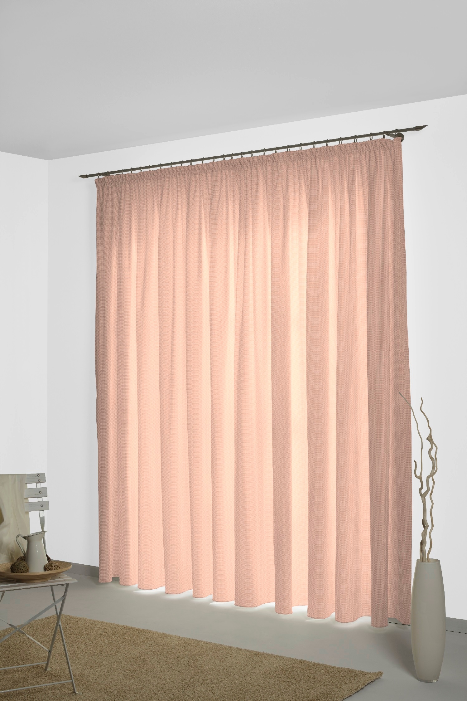 Vorhang WIRTH, B:135cm H:245cm, beige, Jacquard, Baumwolle, Wohnzimmer, Gardinen, "Neveres"