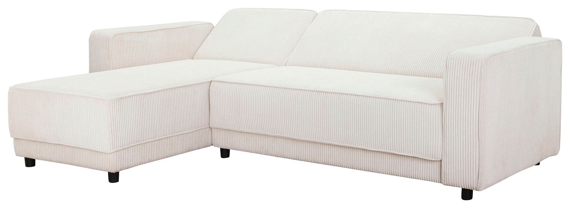 Dorel Home Ecksofa »Allie Schlafsofa 230 cm mit Relaxfunktion in der Rückenlehne«, Schlaffunktion (108/194,5cm), trendiger Cord o. pflegeleichter Velours