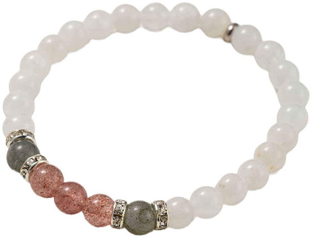 Firetti Armband »Schmuck Geschenk Edelstahl Armschmuck Armkette Edelstein Perlen«, Made in Germany - mit Labradorit, Strassstein, Quarz, Mondstein