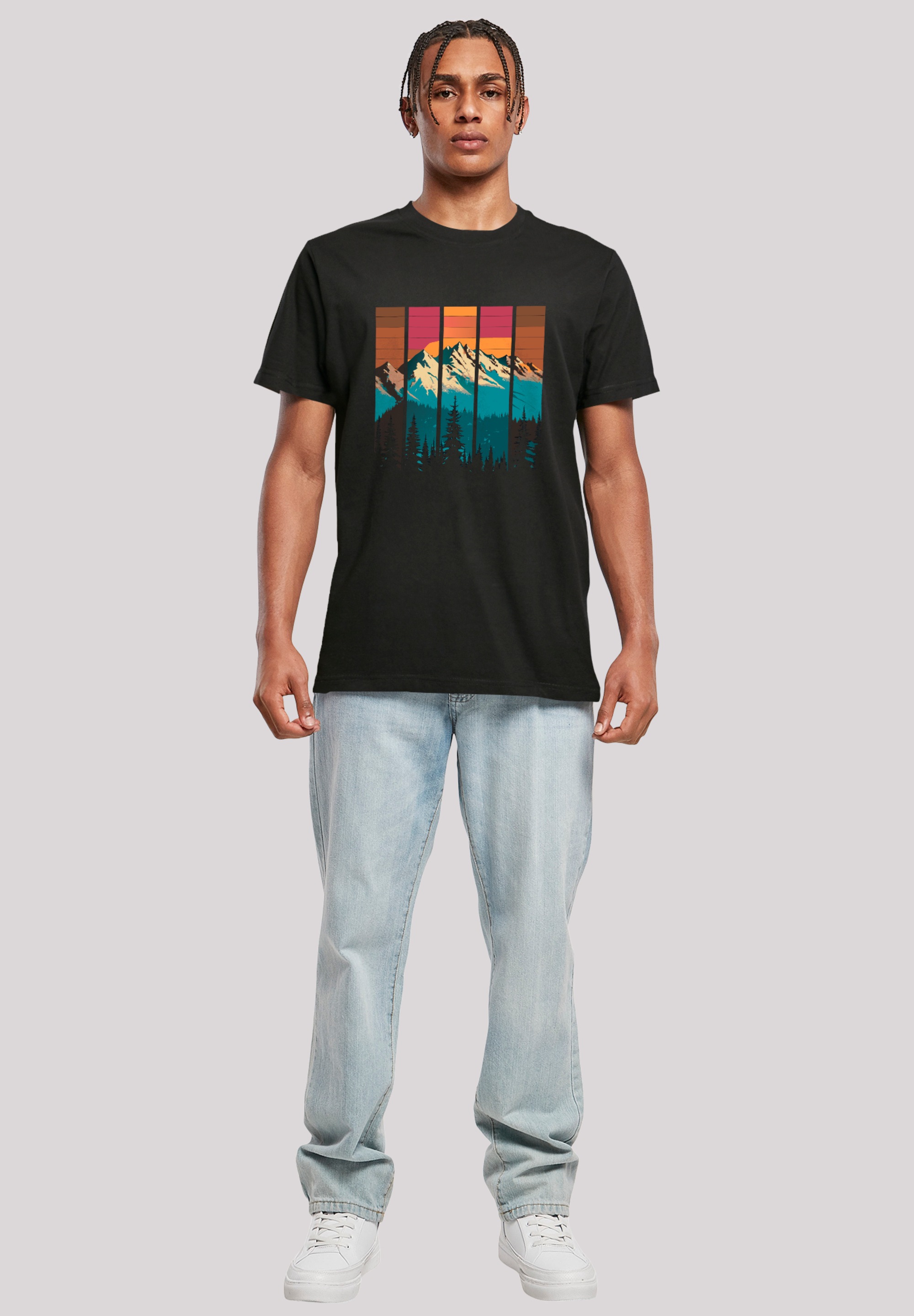 F4NT4STIC T-Shirt »Berg Sonnenuntergang Retro«, Premium Qualität