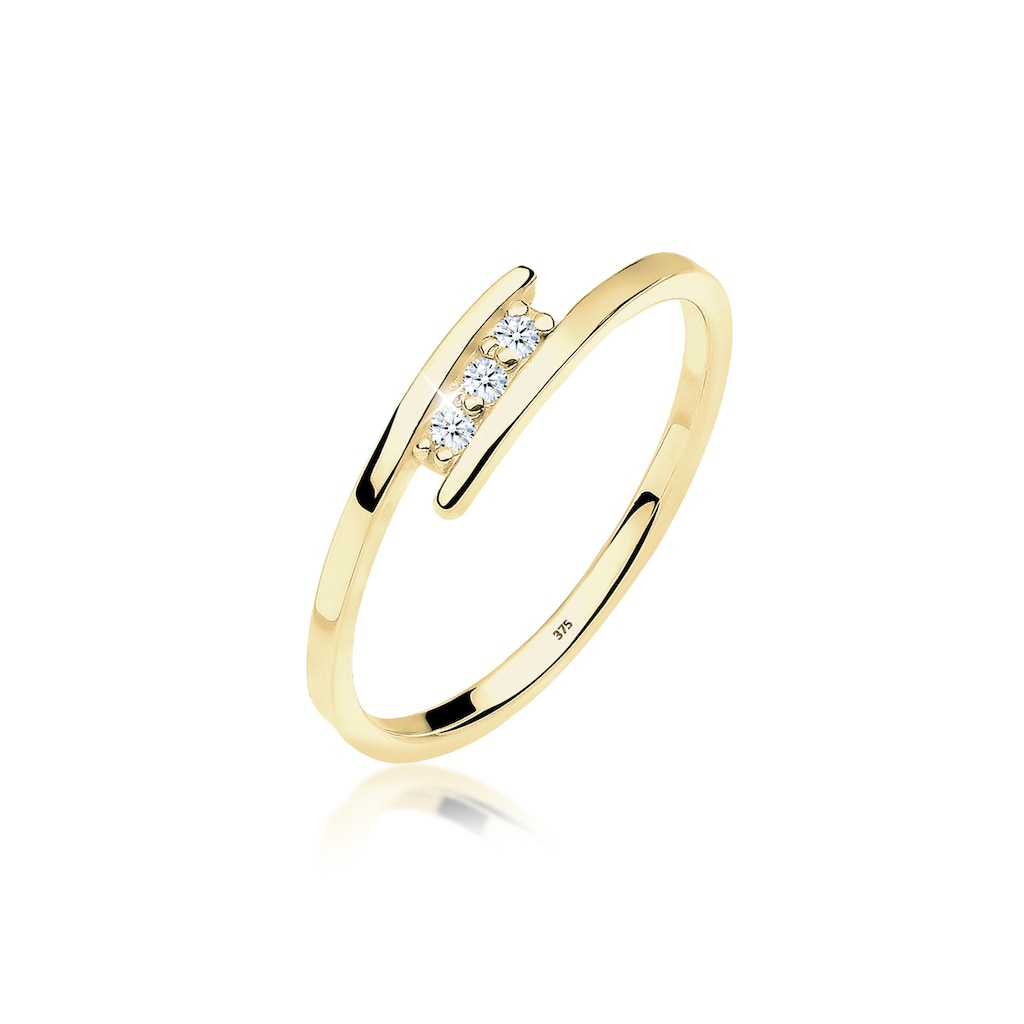 Elli DIAMONDS Verlobungsring »Verlobungsring Trio Diamant 0.045 ct. 375 Gelbgold«