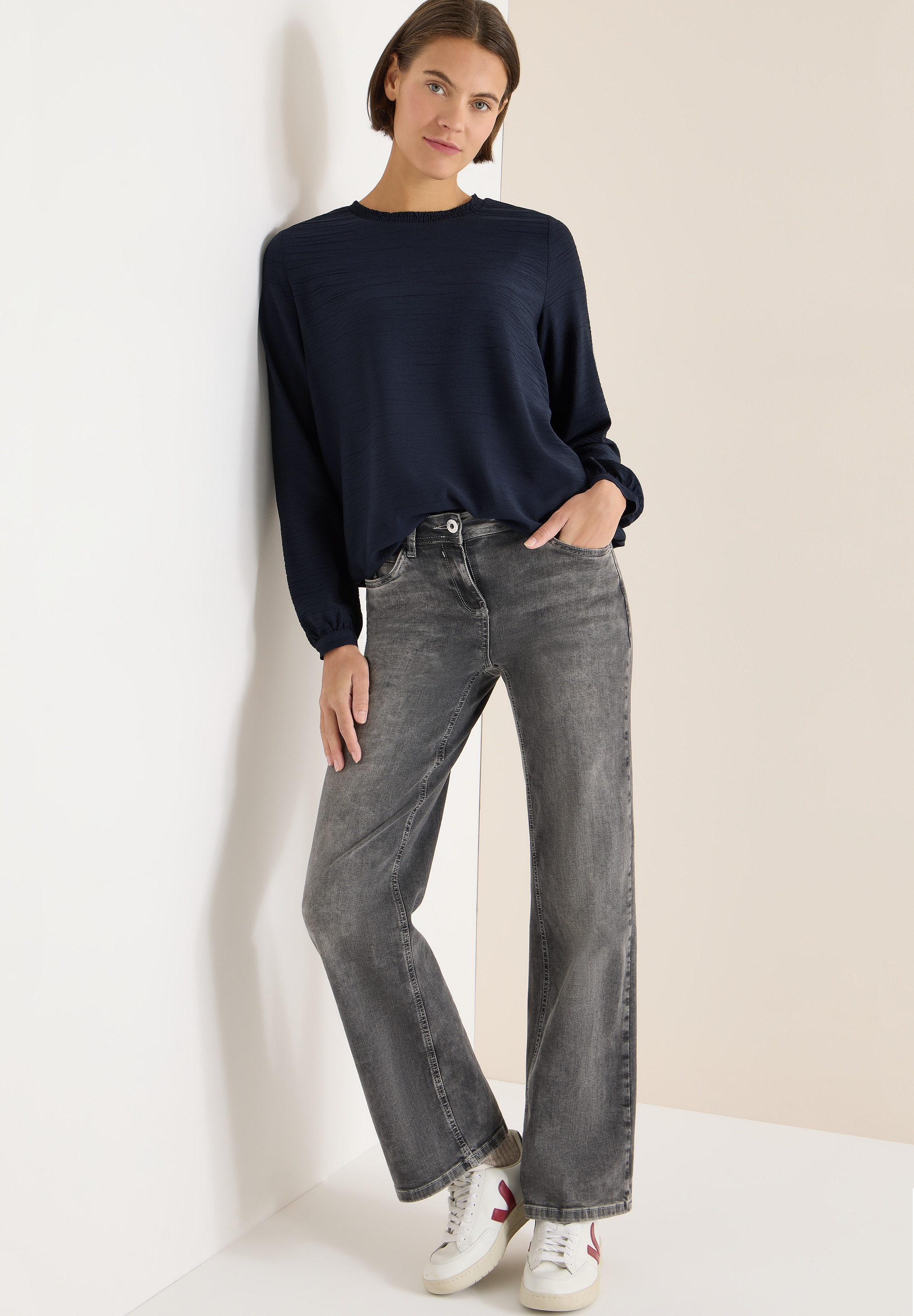 Cecil Langarmbluse mit Smock-Ausschnitt