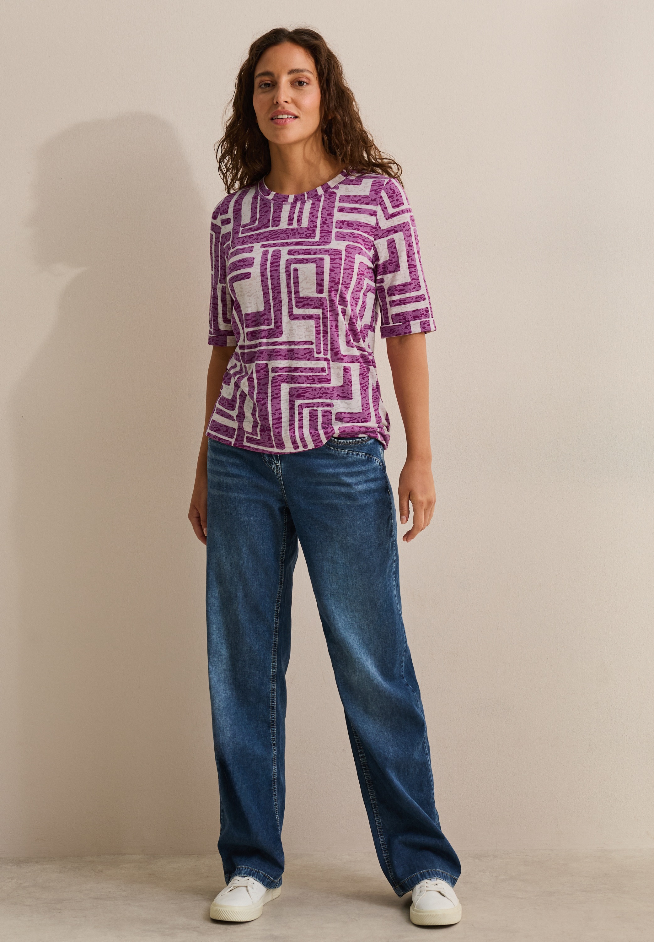 Cecil Rundhalsshirt, aus softem Materialmix