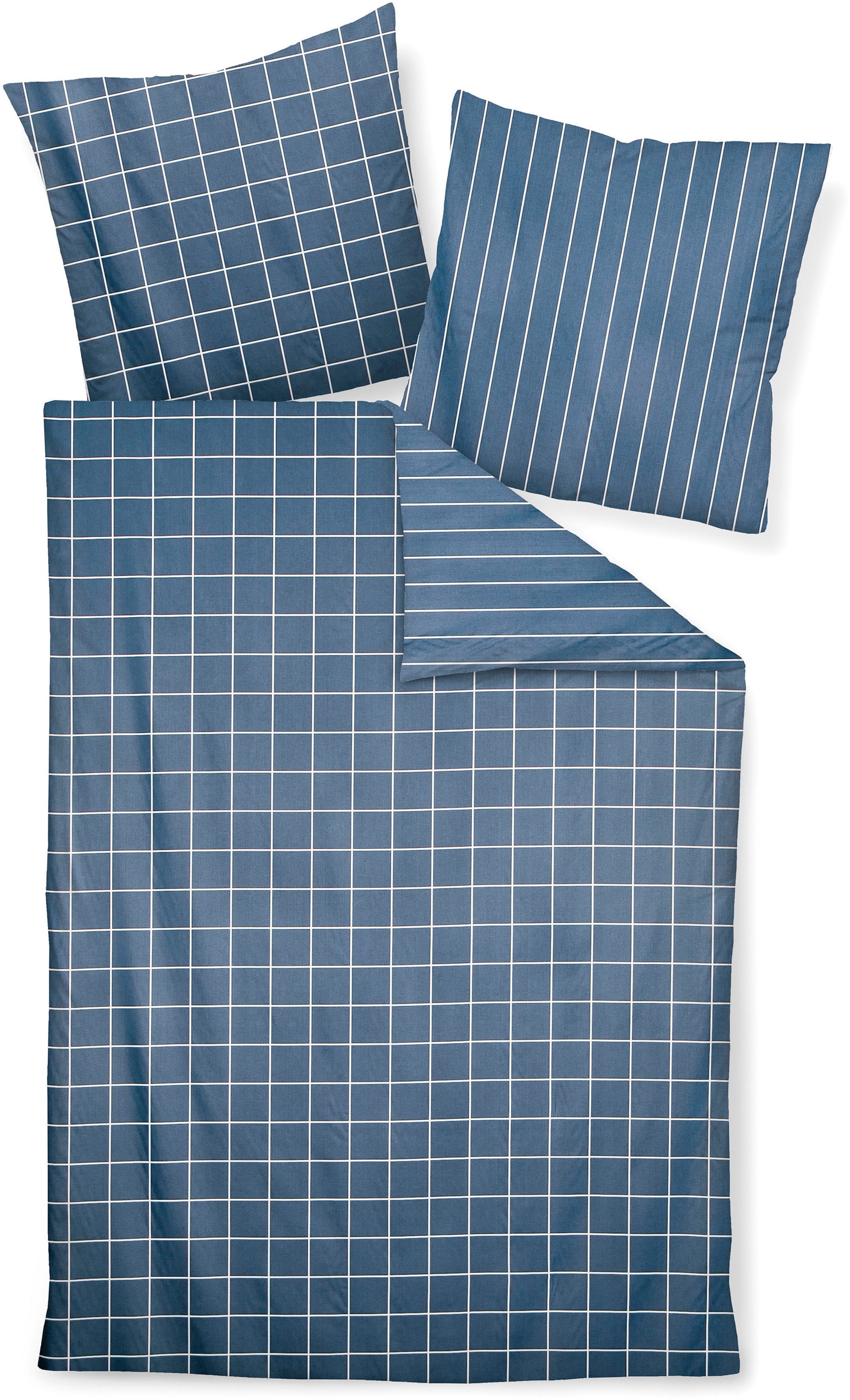 Janine Wendebettwäsche "modernclassic 39025" 2 Stk. mit Reißverschluss, 100% Baumwolle, mit Karos und Streifen