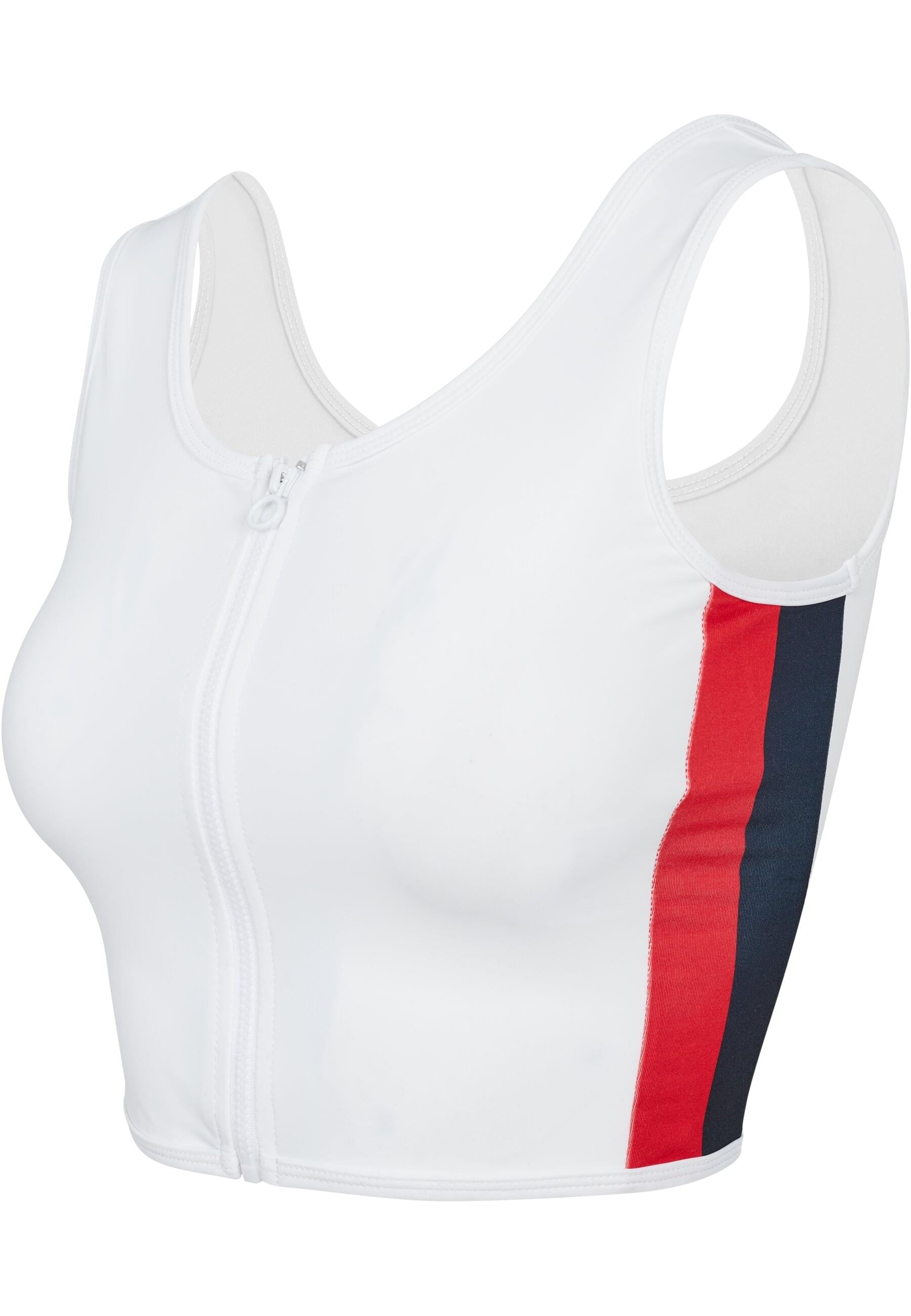 URBAN CLASSICS Muskelshirt »Urban Classics Damen Ladies Side Stripe Cropped Zip Top«, (1 tlg.)