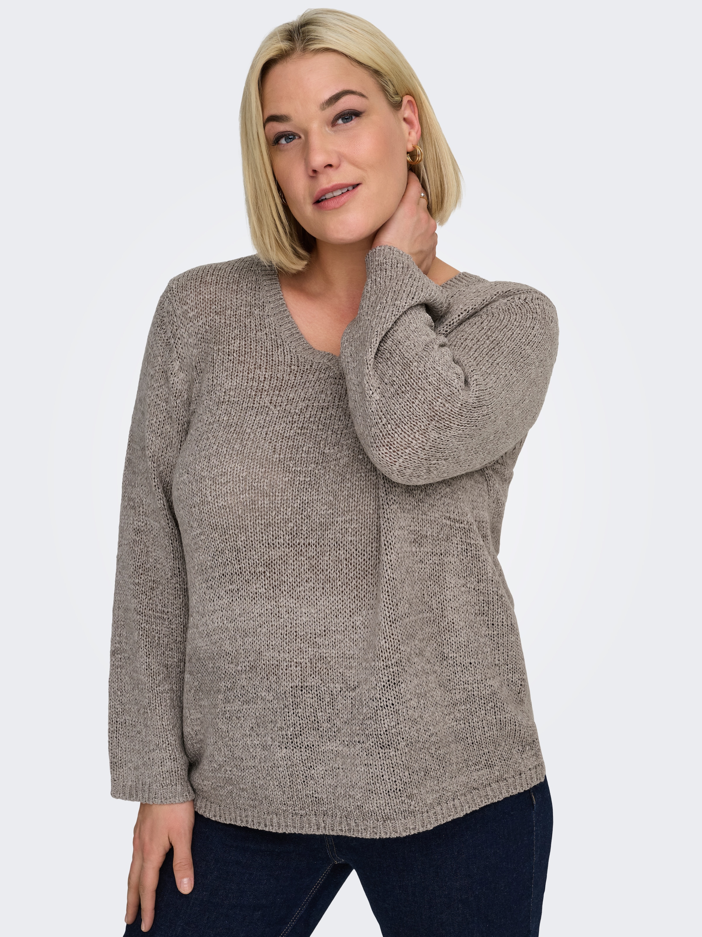 ONLY CARMAKOMA V-Ausschnitt-Pullover "CARGEENA L/S V-NECK KNT NOOS" günstig online kaufen