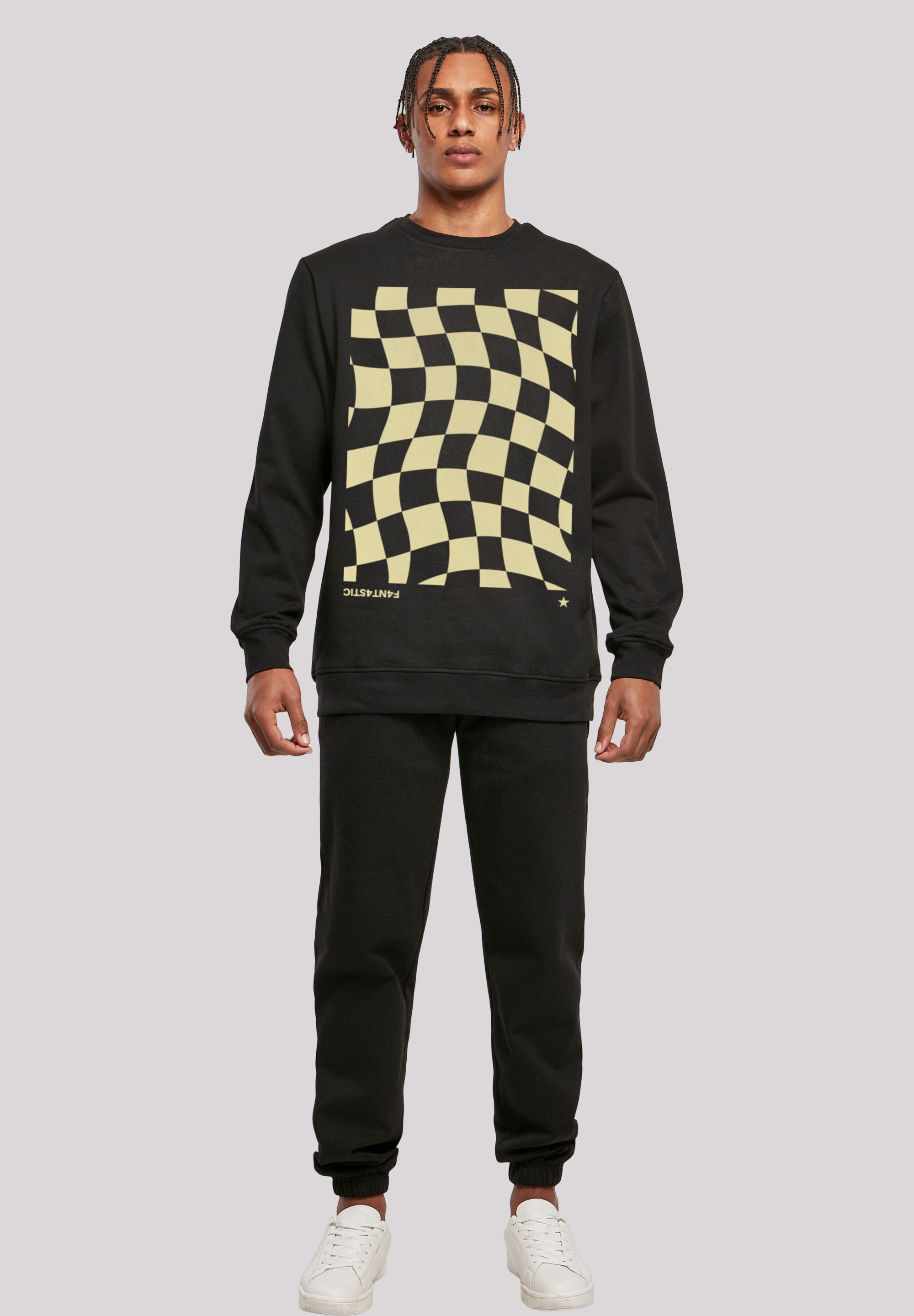 F4NT4STIC Kapuzenpullover »Wavy Schach Muster« Print