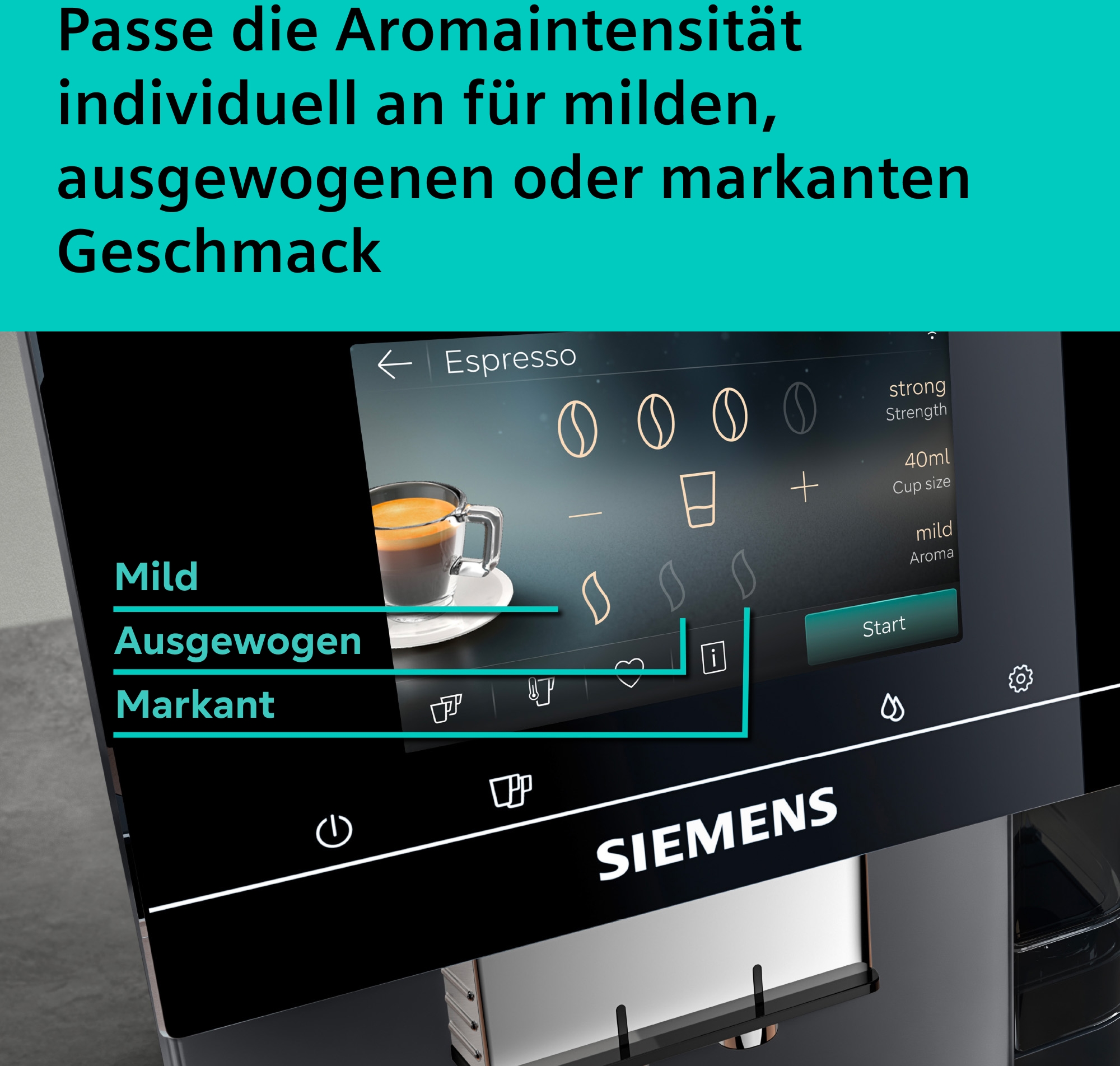 SIEMENS Kaffeevollautomat »TP725E01« farbiges Full-Touch-Display, Doppeltassenfunktion, sehr leise, grau