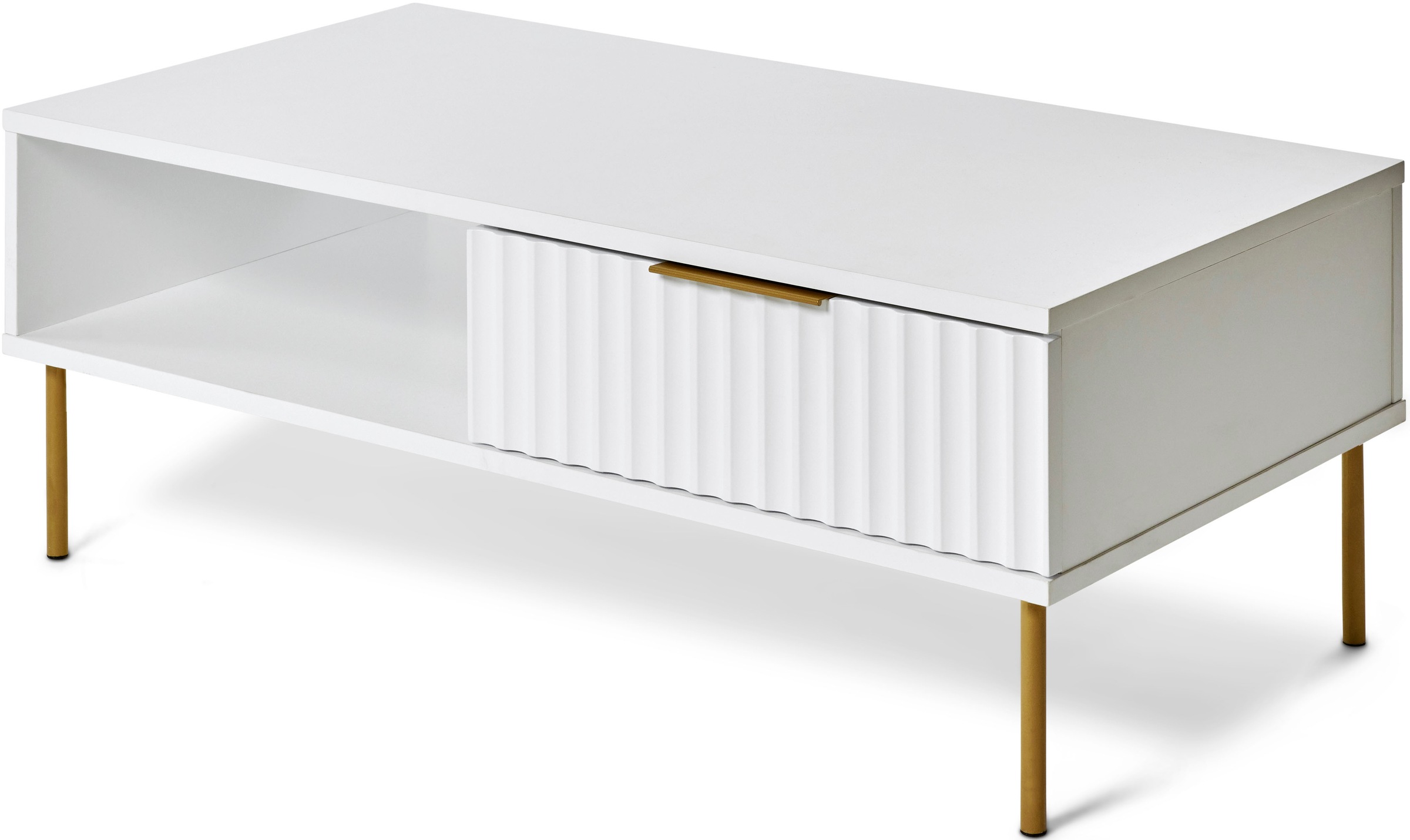 Thumbnail - Jahnke Couchtisch "CARVE COFFEE SK" 1 Stk. tlg. Couchtisch mit Schublade und Fach, Gold-Look, raffiniertes Design