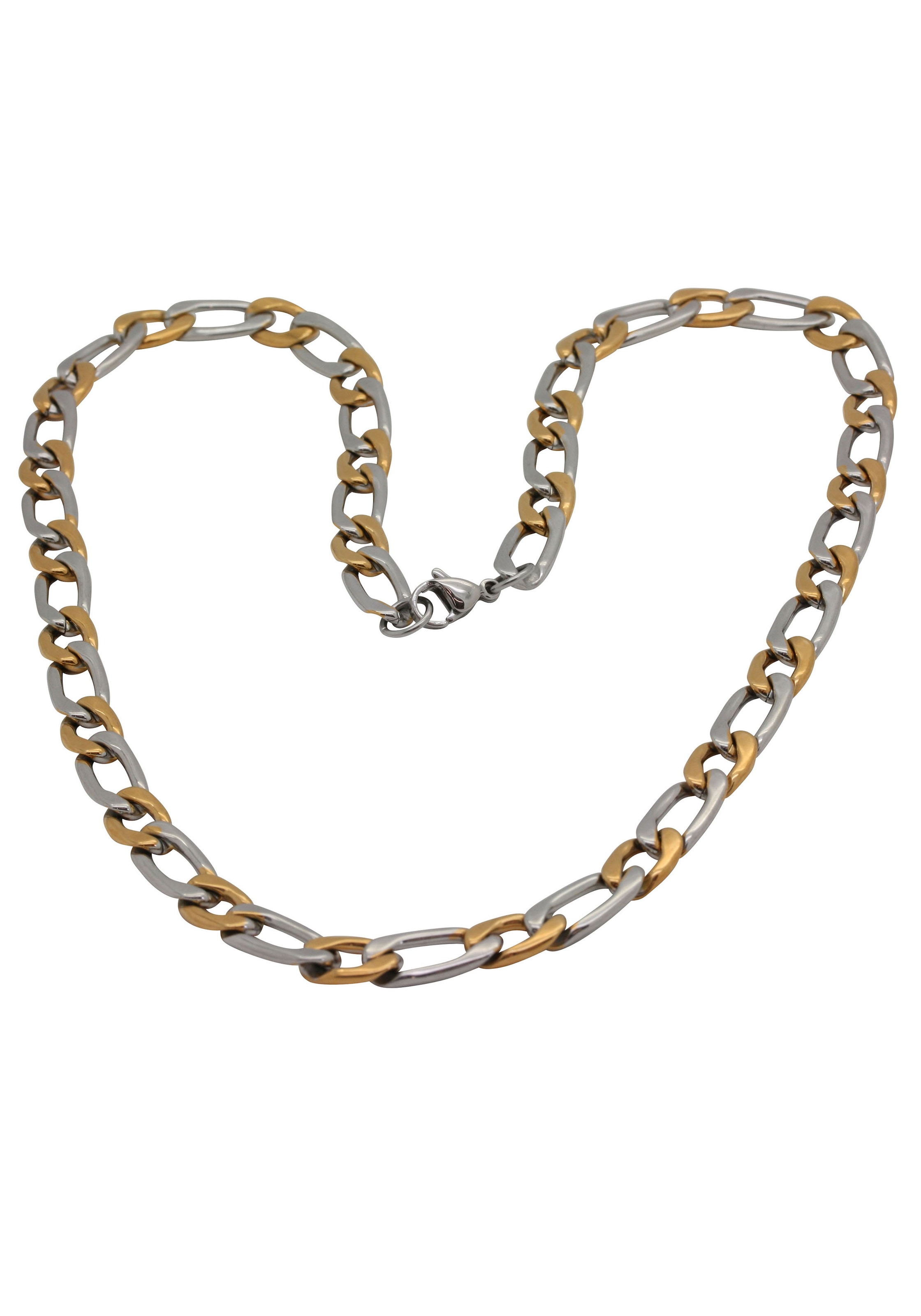 Firetti Edelstahlkette »Schmuck Geschenk Panzer-/Figarokette, bicolor, ca. 7,47 mm breit«, Made in Germany