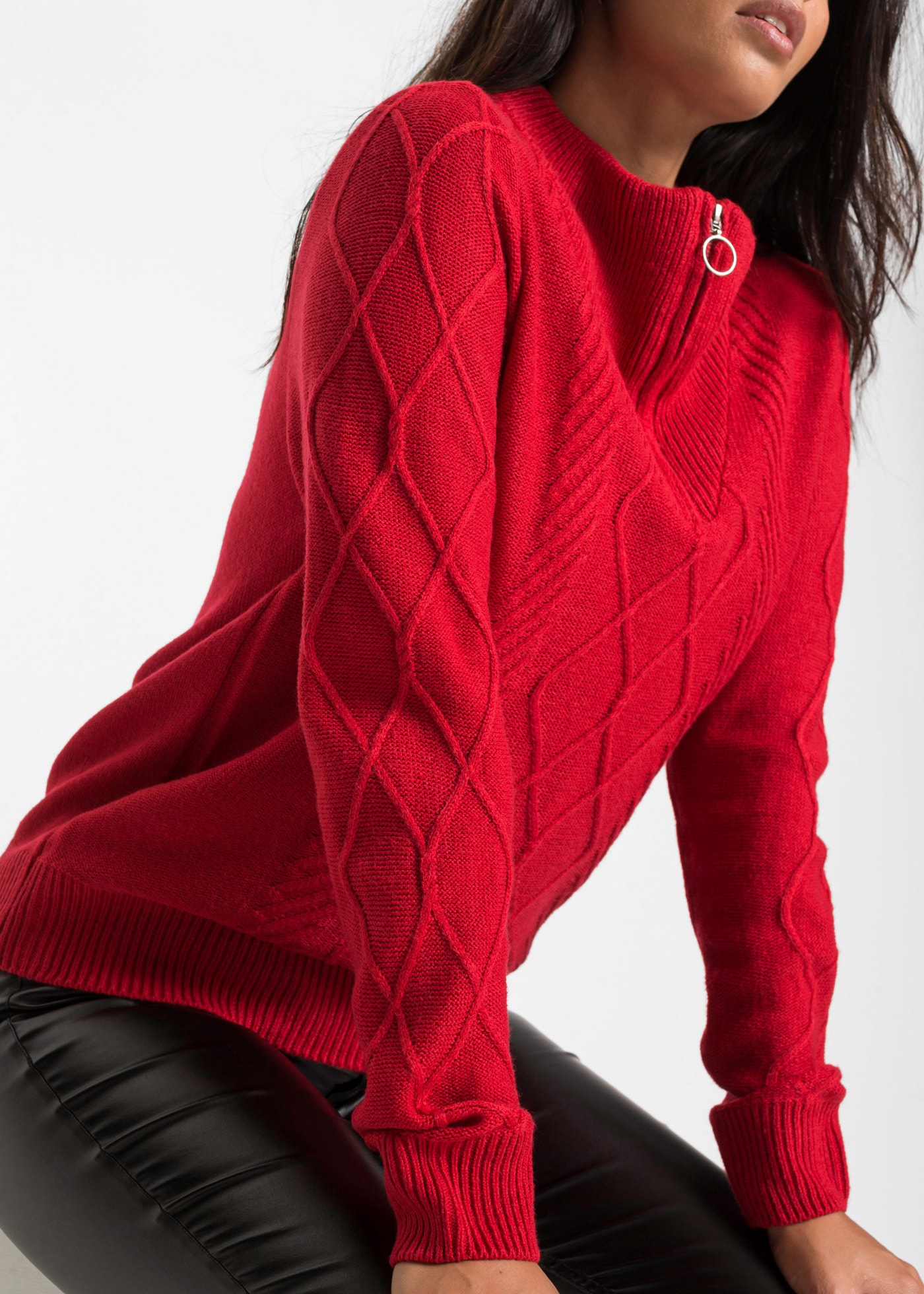 bonprix Troyer aus Polyacryl, mit Reißverschluss, überschnittene Schulter