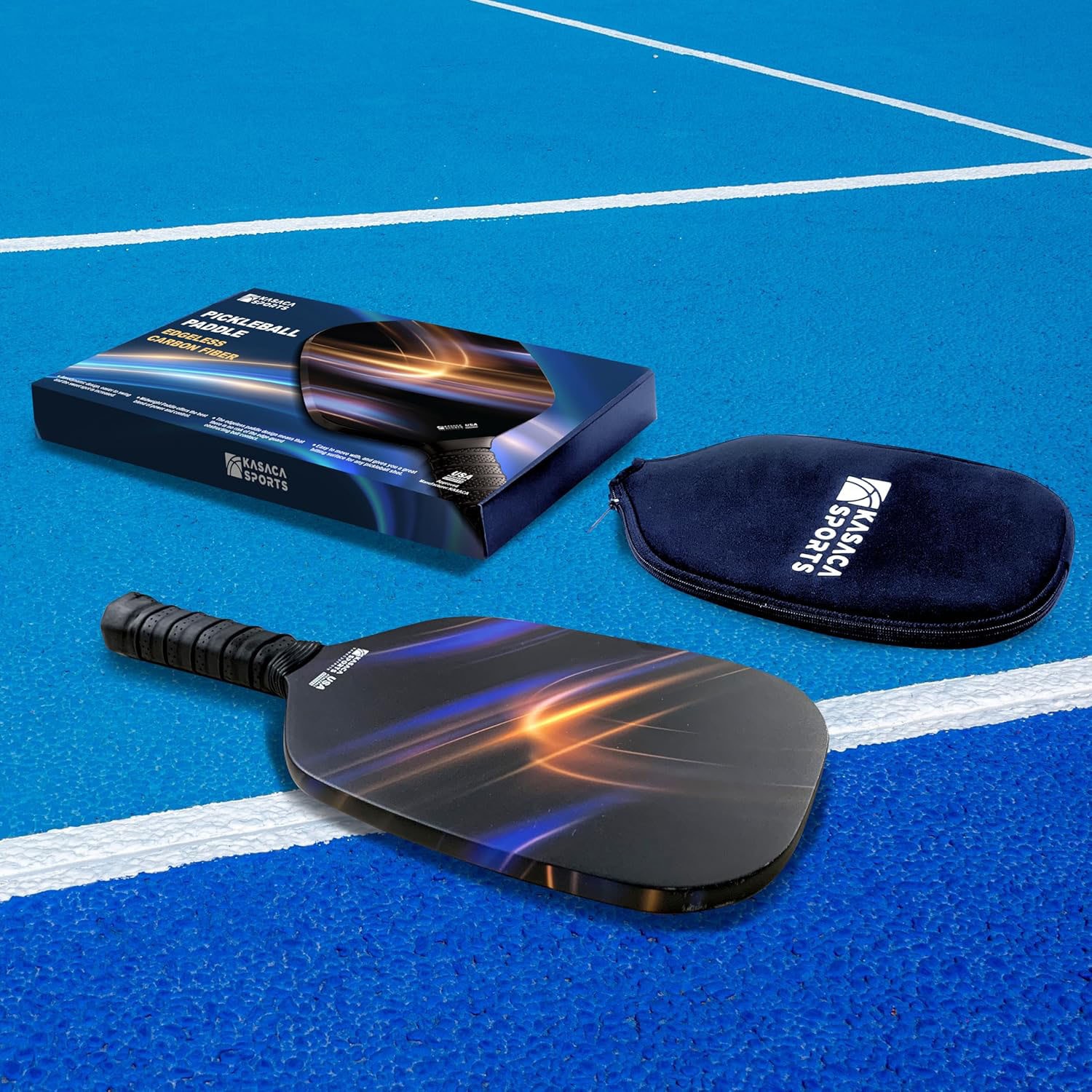 KASACA Pickleballschläger »Pickleball-Schläger Cosmic Ray Carbon«, (Set, 2 tlg., Schläger & Schutzhülle)