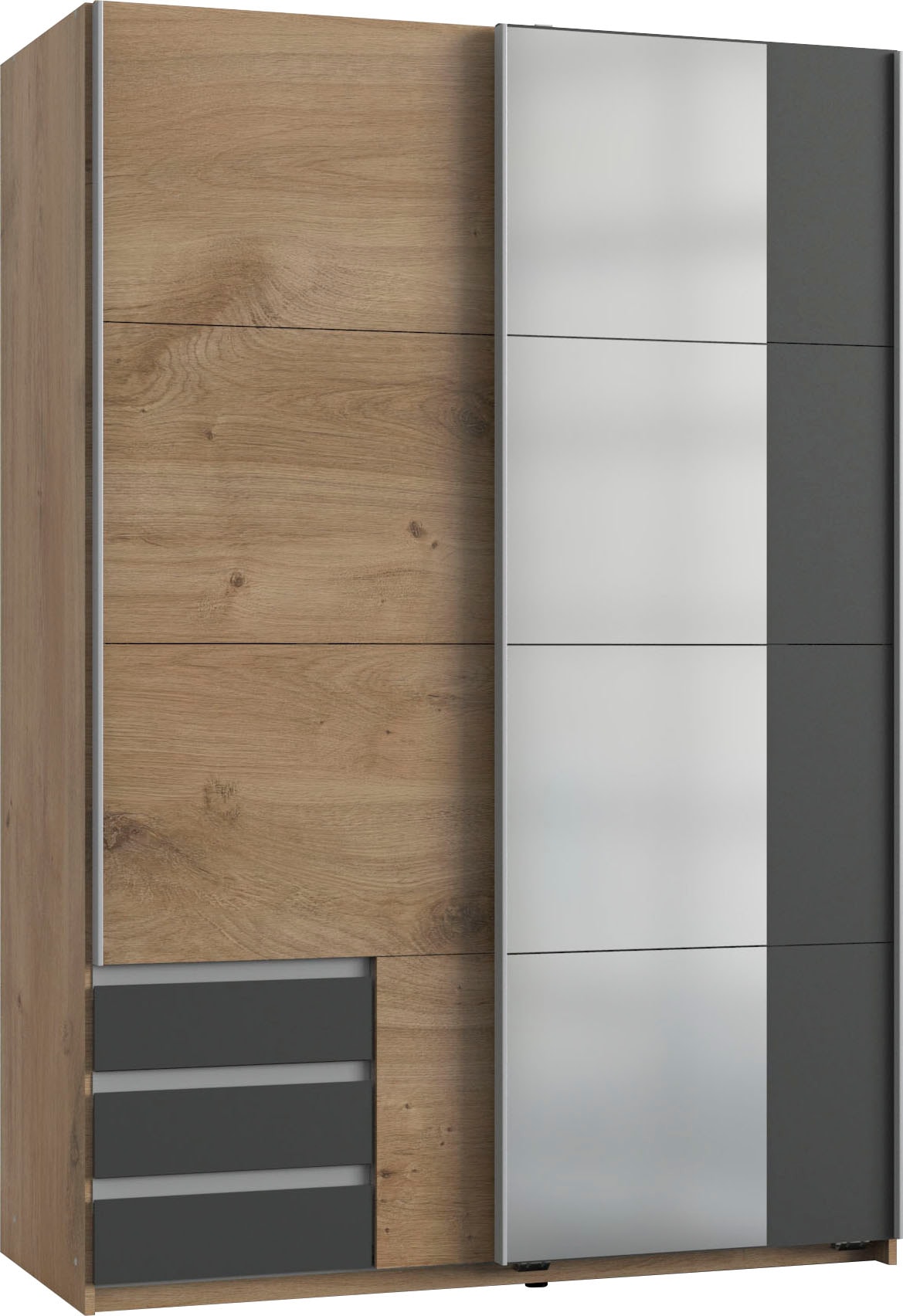 Wimex Schwebetürenschrank "Emden moderner Kleiderschrank mit Spiegel und Schubladen" Schlafzimmer Schrank Garderobenschrank mit Schwebetüren Topseller