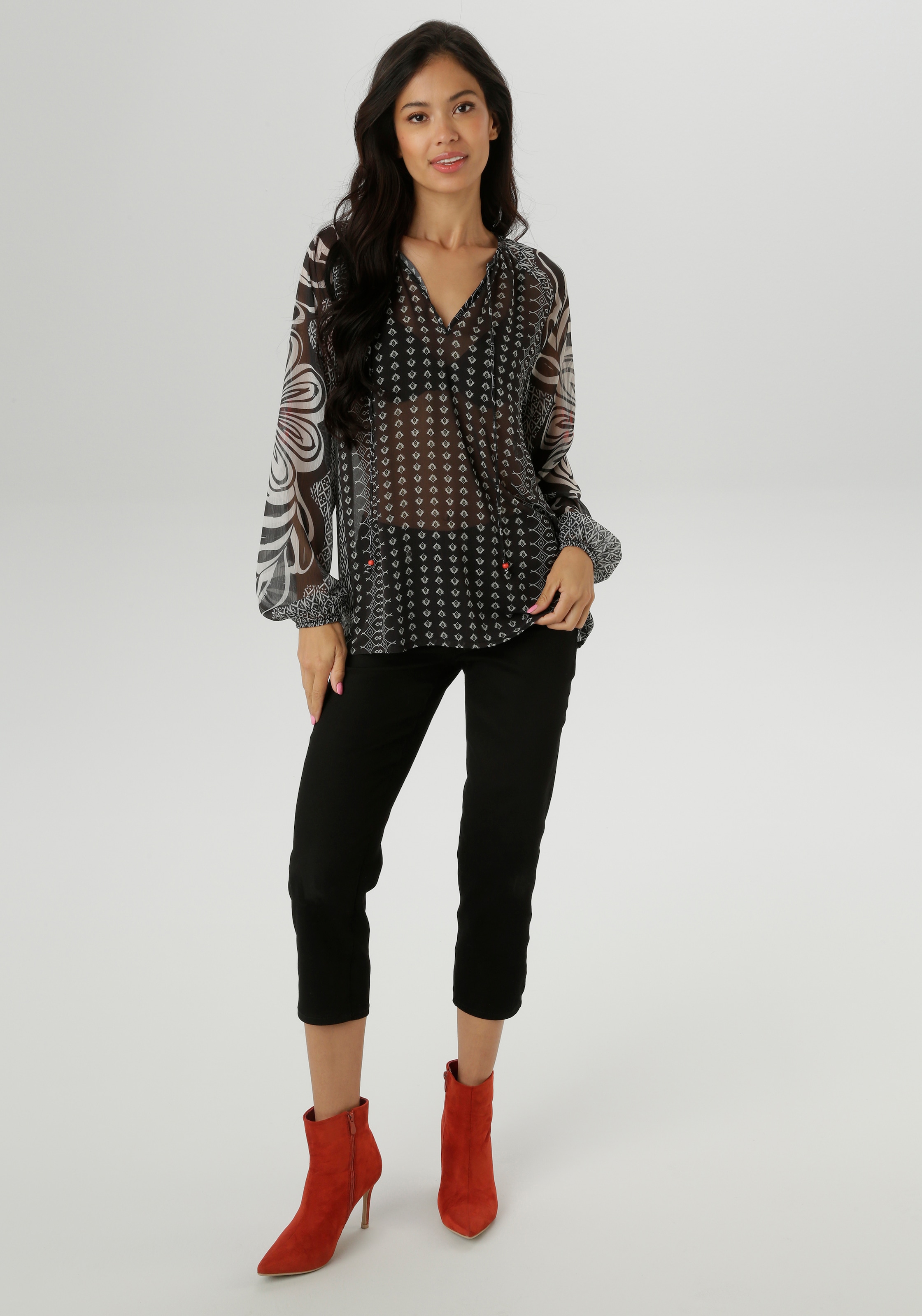 Aniston SELECTED Chiffonbluse, aus transparentem Chiffon - NEUE KOLLEKTION
