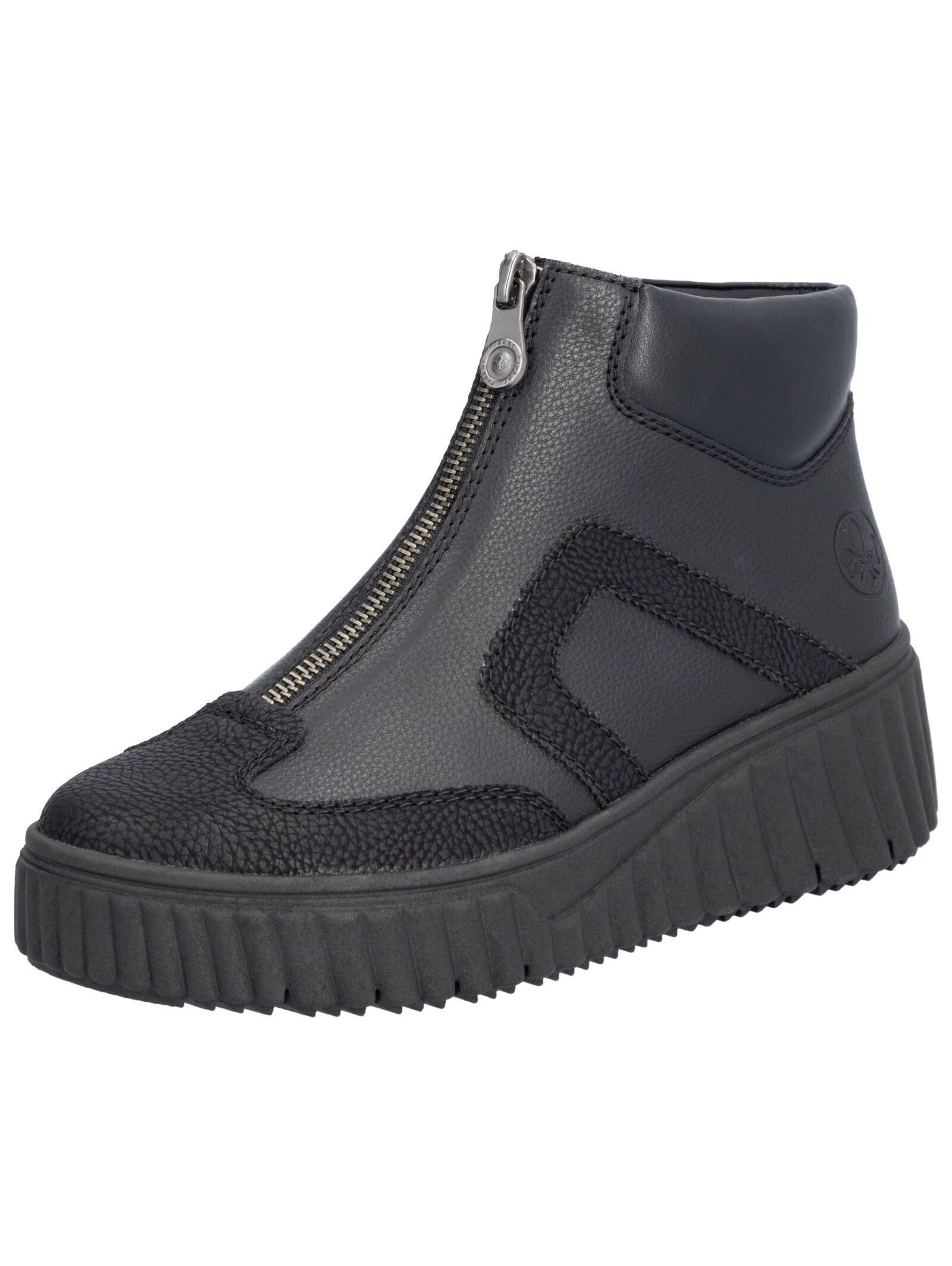 Keilstiefelette RIEKER "Rieker Stiefelette Lederimitat", Damen, Gr. 40, schwarz, Lederimitat, Schuhe