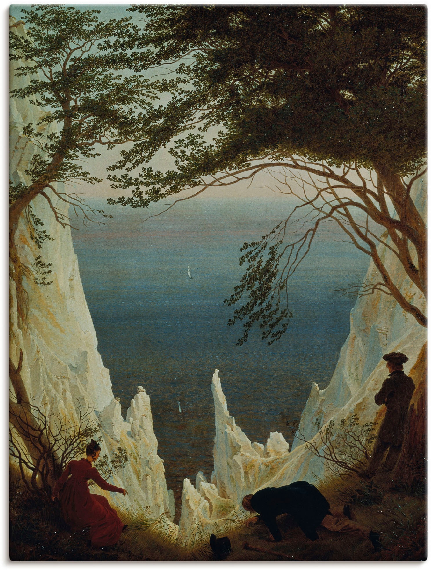 Artland Leinwandbild "Die Kreidefelsen von Rügen. 1818/1819." Felsen 1 Stk. tlg. auf Holzrahmen gespannt