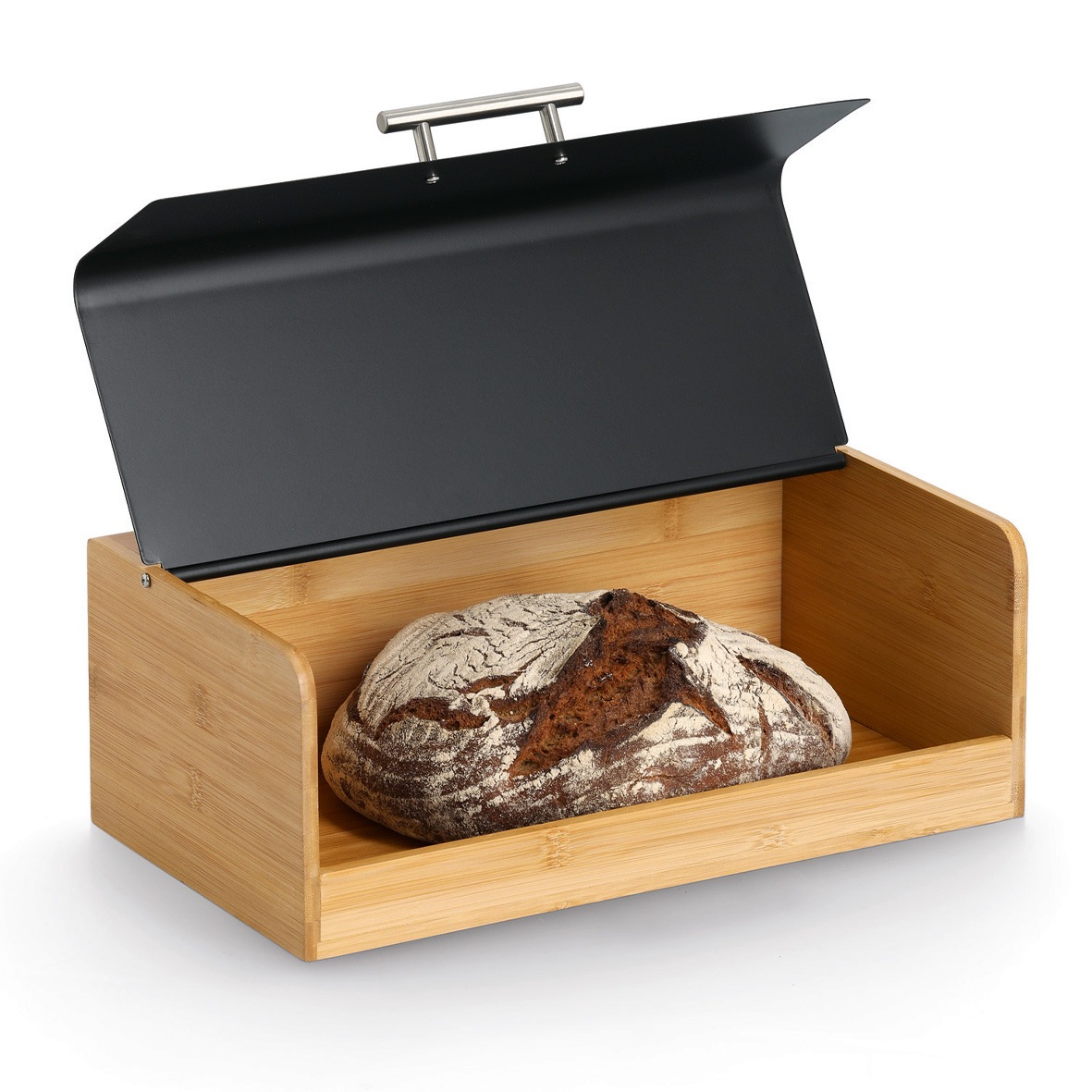 Zeller Present Brotkasten »Brotbox« Bambus/Metall/Edelstahl, schwarz - ca. 36,3x20x13,5 cm