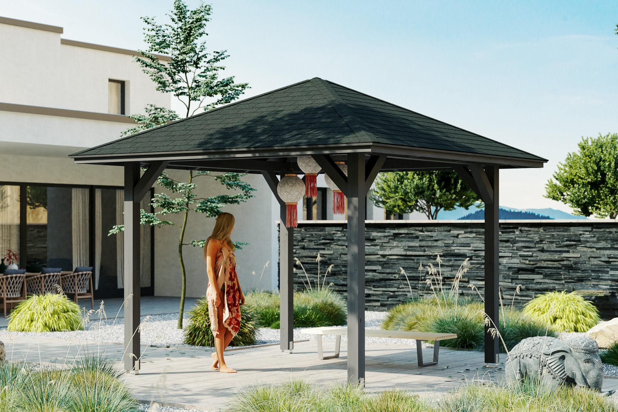 Skanholz Holzpavillon »Cannes 1«, Leimholz, 294 x 294 cm