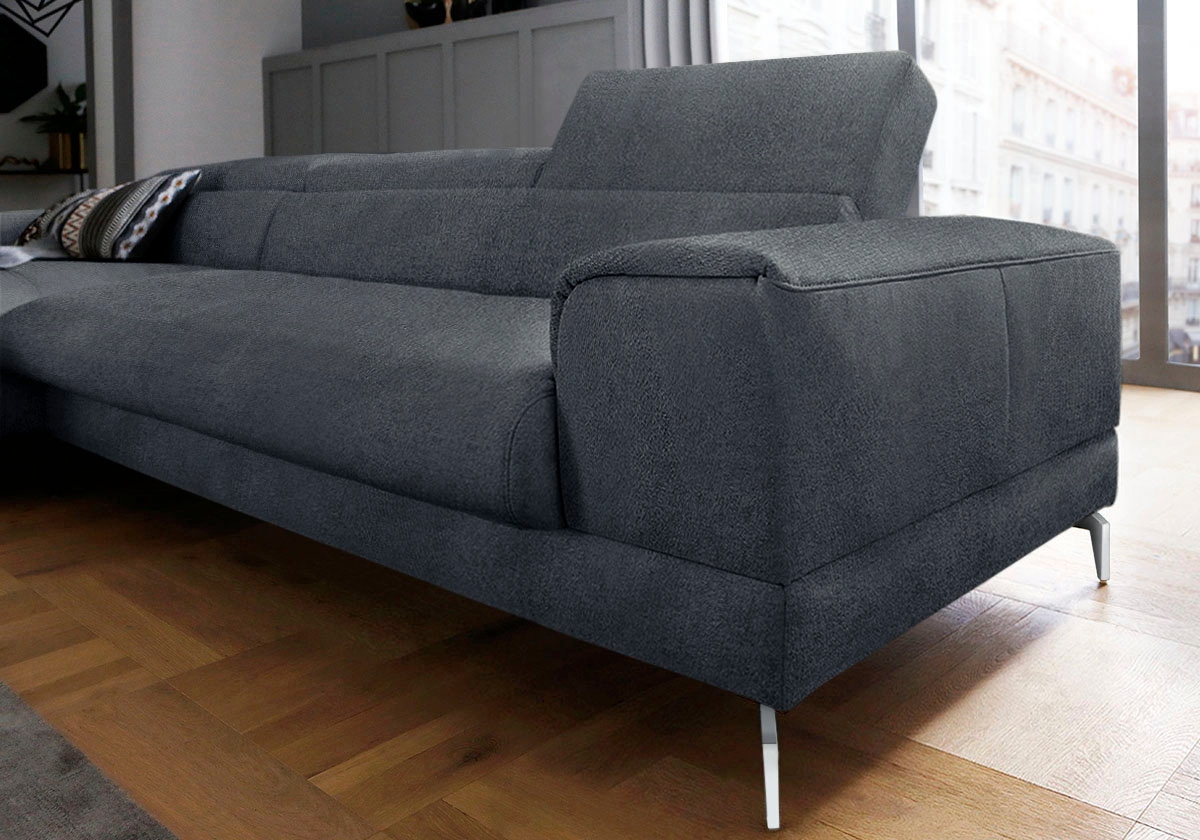W.SCHILLIG Ecksofa »piedroo, Designsofa mit tollem Sitzkomfort, elegant und bequem, L-Form«, Kopfteilverstellung, wahlweise mit Sitztiefenverstellung, Breite 343cm