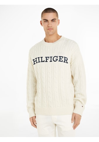 TOMMY HILFIGER Wollpullover »CABLE MONOTYPE CREW NECK...