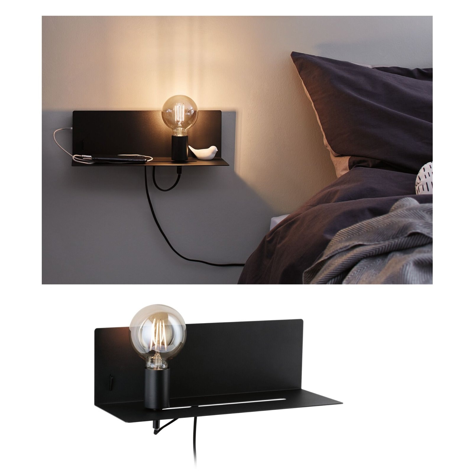 Paulmann Wandleuchte »Devara max. Metall | flammig-flammig, E27 Schwarz 1x40W BAUR 1 230V USBC«