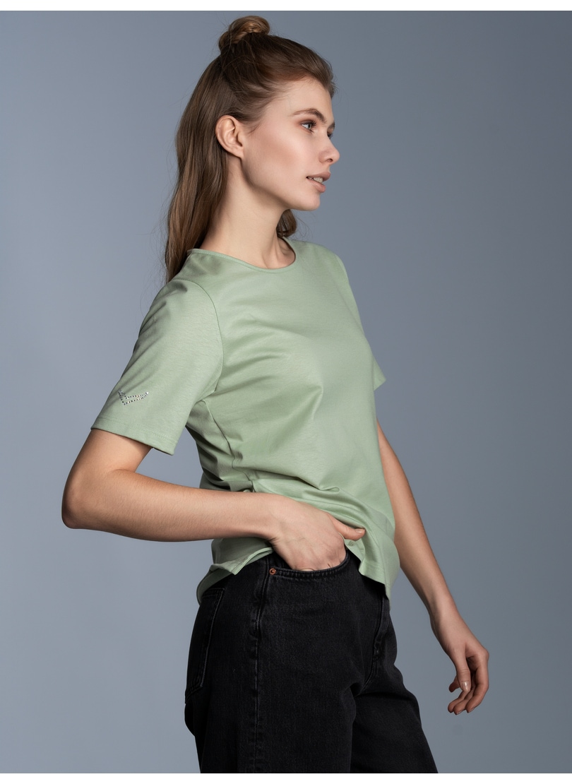 Trigema T-Shirt "TRIGEMA T-Shirt DELUXE Baumwolle mit Kristallsteinen" 1 St günstig online kaufen
