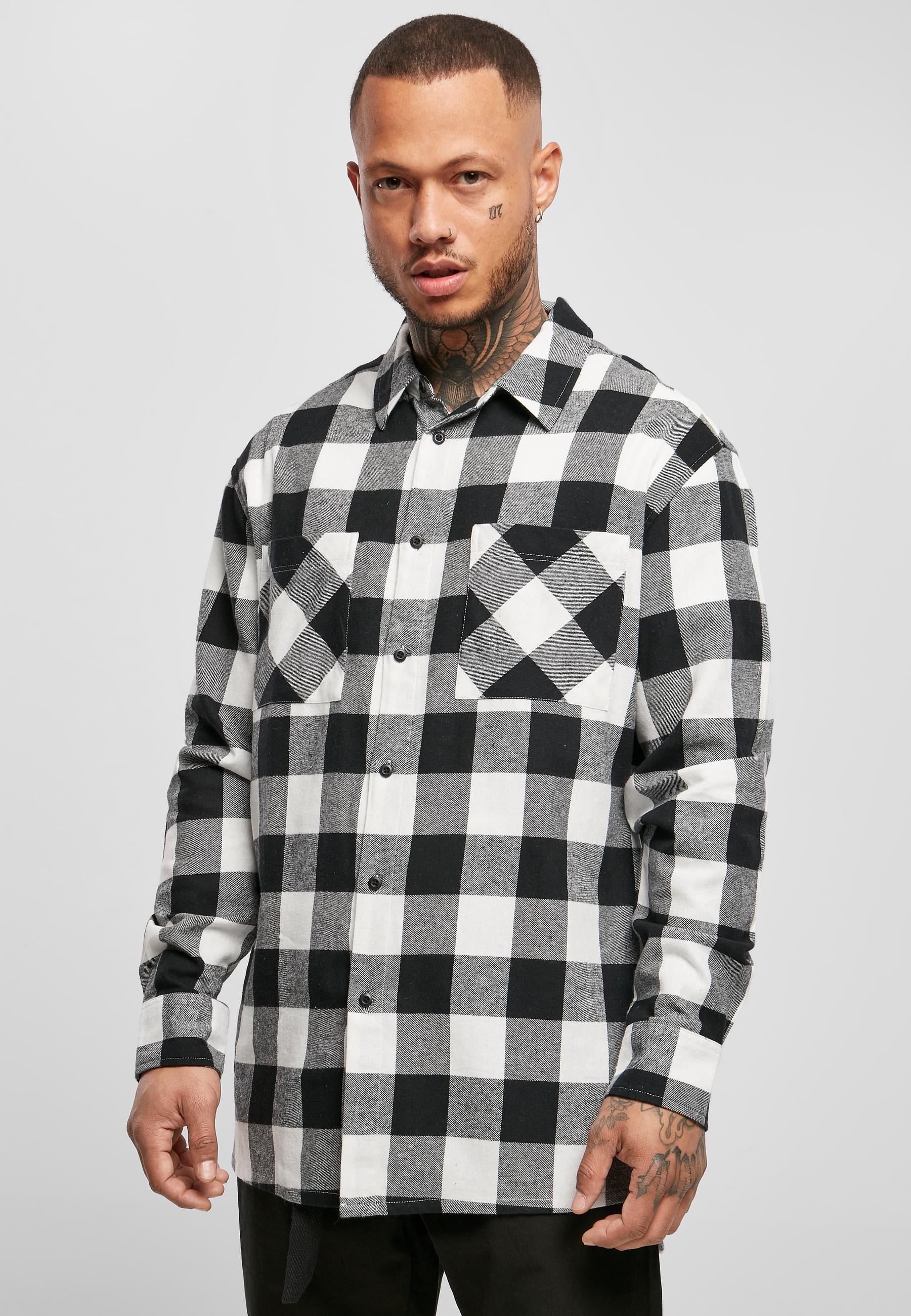 URBAN CLASSICS Langarmhemd »Urban Classics Herren Long Oversized Checked Shirt«, (1 tlg.)