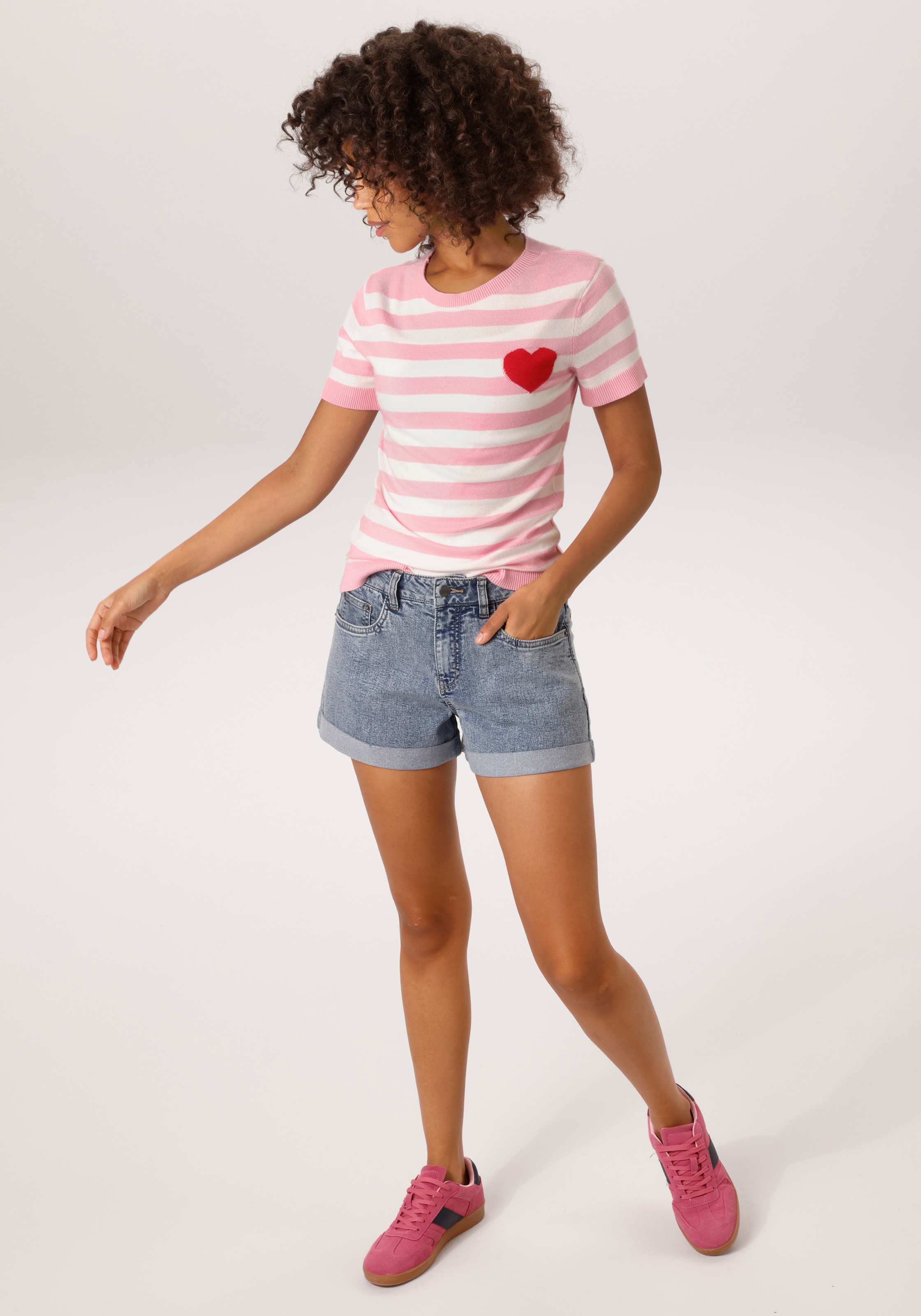 Aniston CASUAL Strickpullover , gestreift mit eingestricktem Herz - NEUE KOLLEKTION