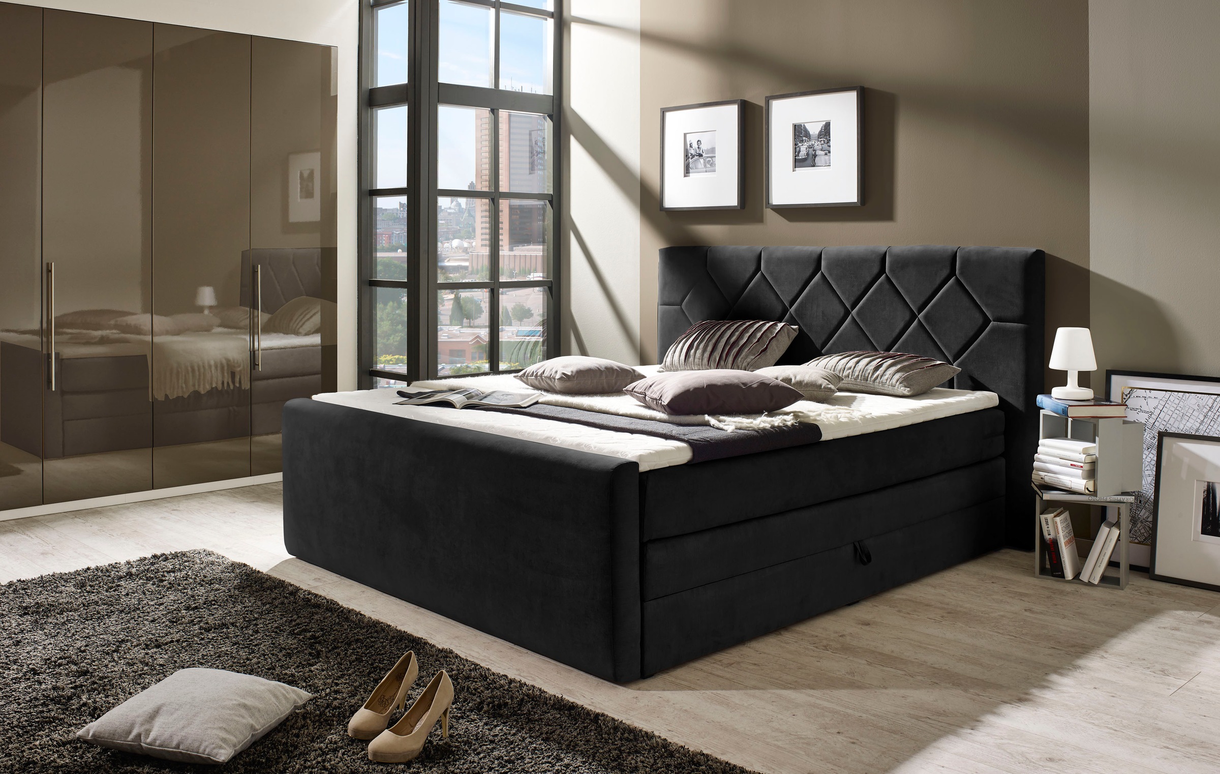 Home affaire Boxspringbett "Atlanta" inklusive Topper und Bettkasten günstig online kaufen