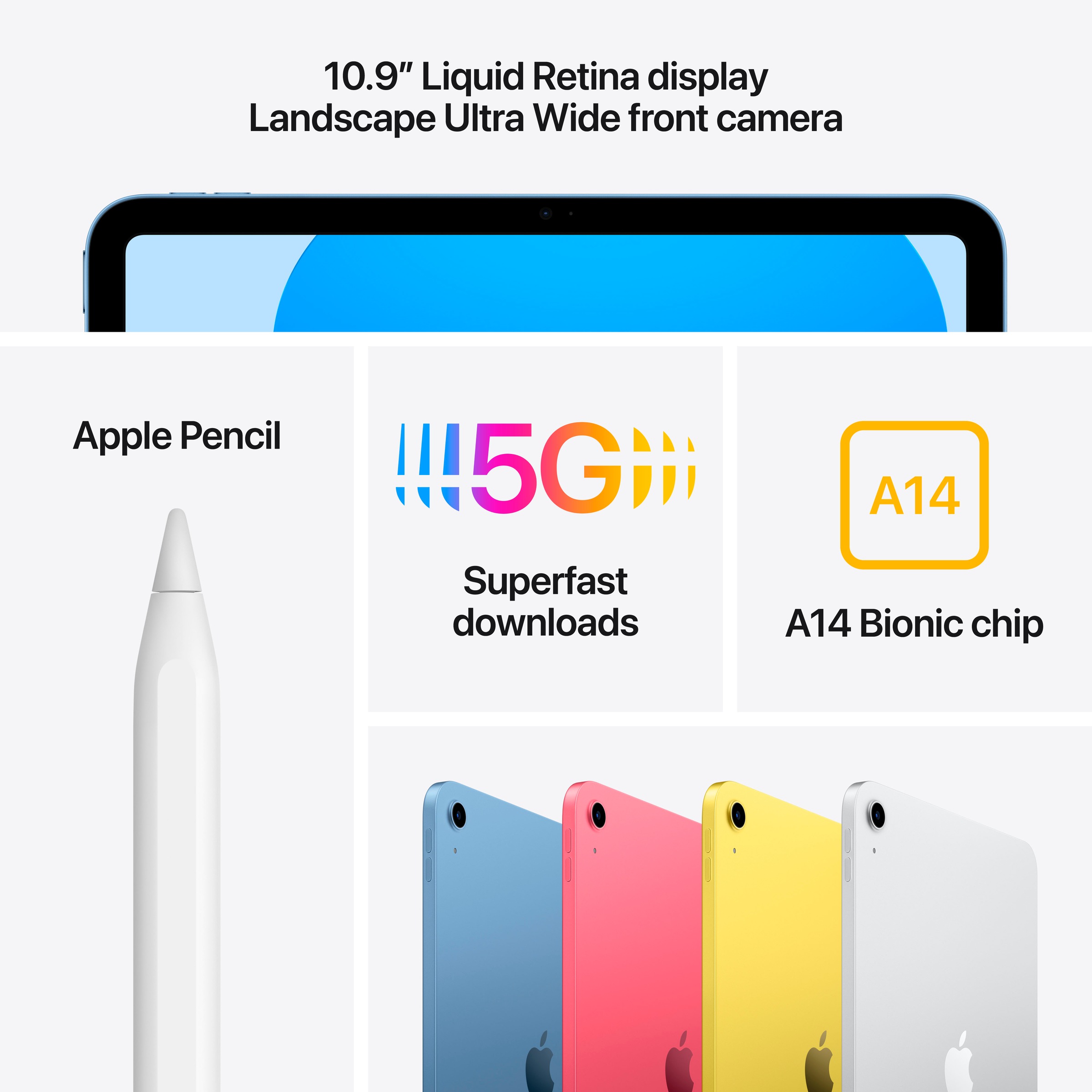 Apple Tablet »10,9" iPad Wi-Fi + Cellular 64GB 10th. Generation«, (27,69 cm / 10.9 Zoll), iPadOS, Retina, 5G,)