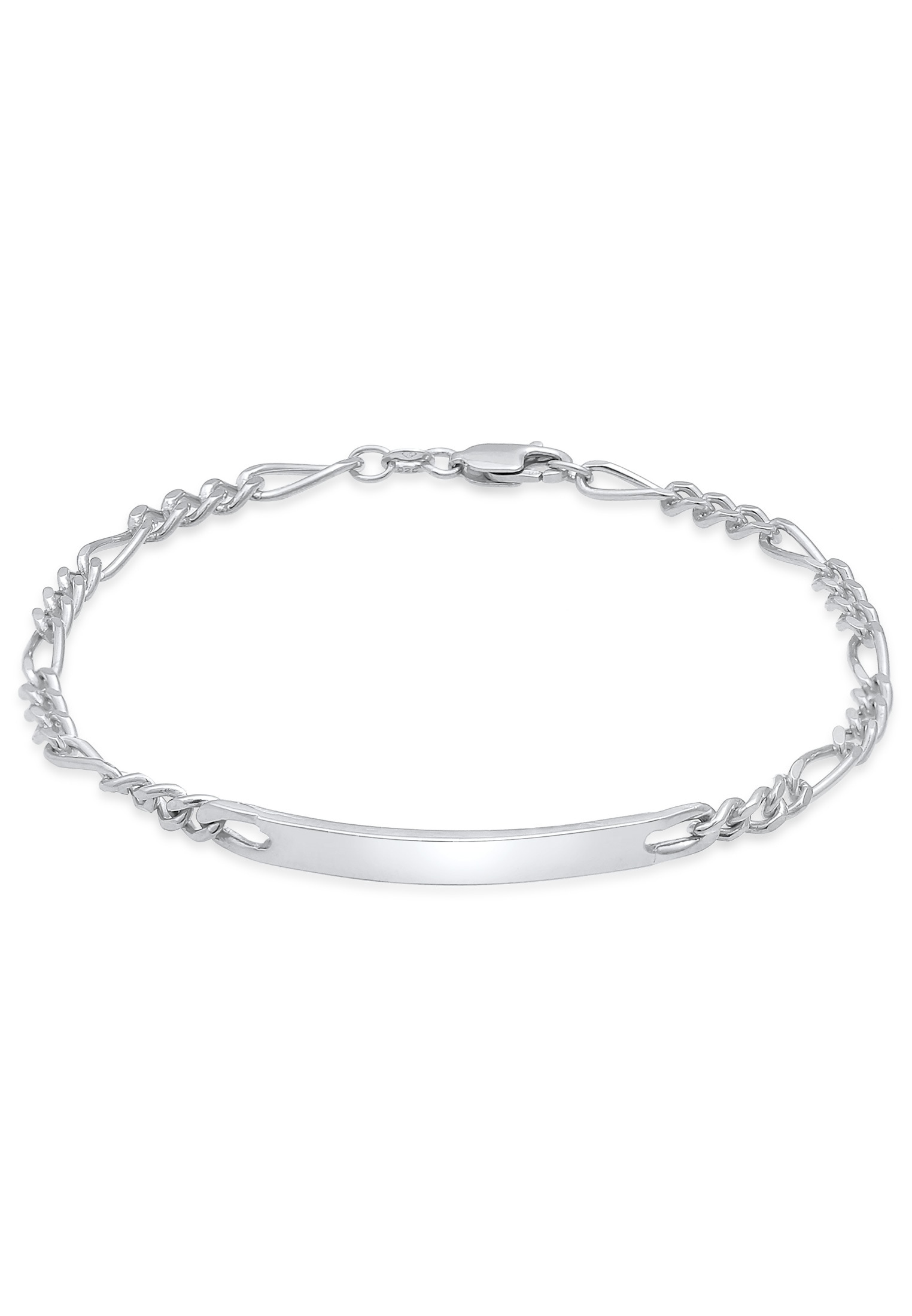"Armkette KUZZOI ""Armband Herren ID Platte Figaro Klassisch 925 Silber"" Gr. 210, silber, Armbänder, Herren, 210, Silber 925 (Sterlingsilber)